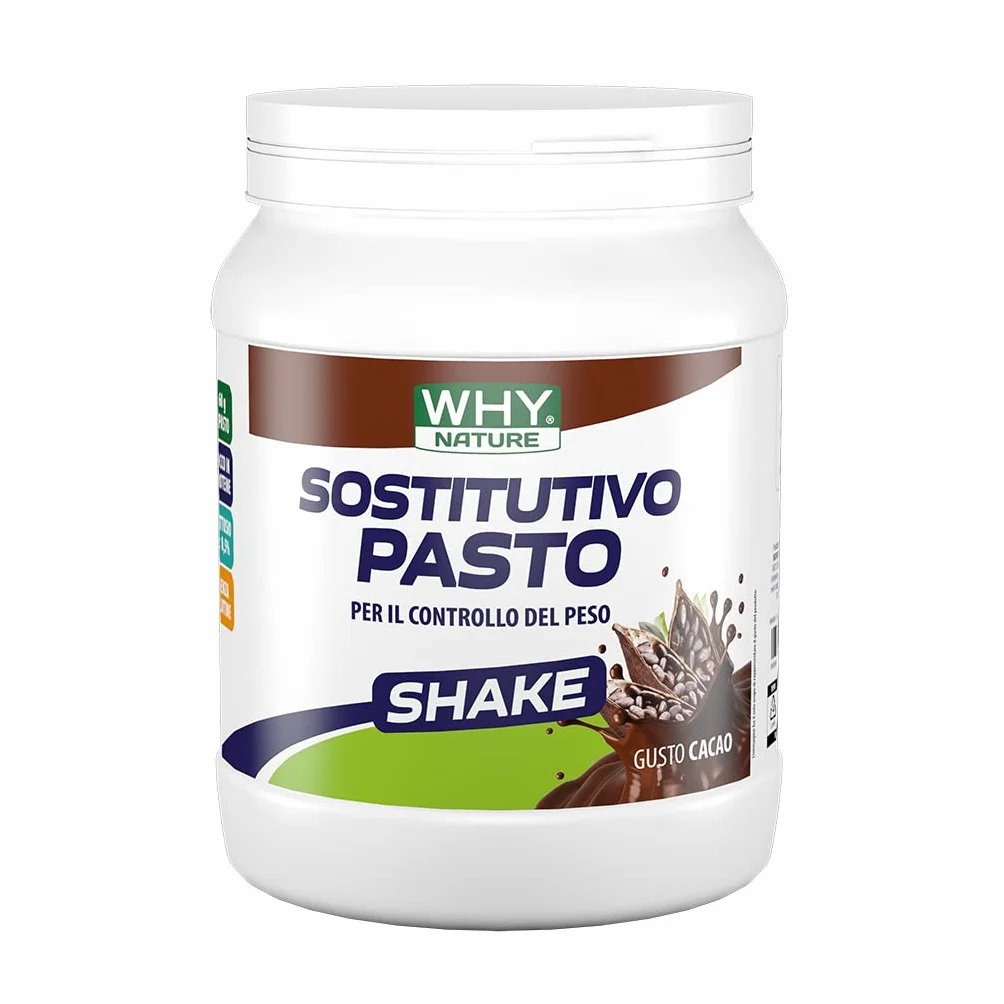 WHY NATURE SOSTITUTIVO PASTO - Sostitutivo Pasto - A Base di Proteine del Latte in Polvere, Carboidrati, Vitamine e Minerali - Senza Glutine - Gusto Cacao - 480 Gr