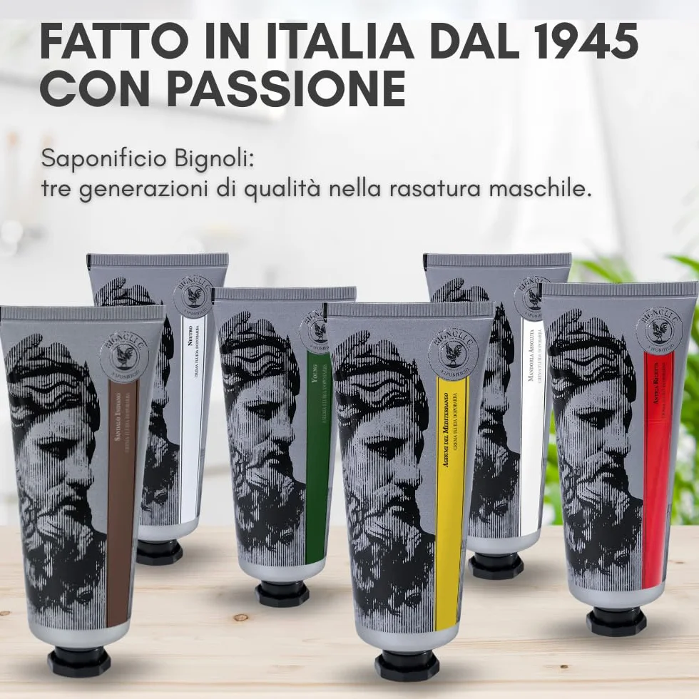 Bignoli Crema dopobarba uomo Artigianale - 75ml – Lenitiva e Idratante – Dopobarba in crema per cura personale uomo (Agrumi)
