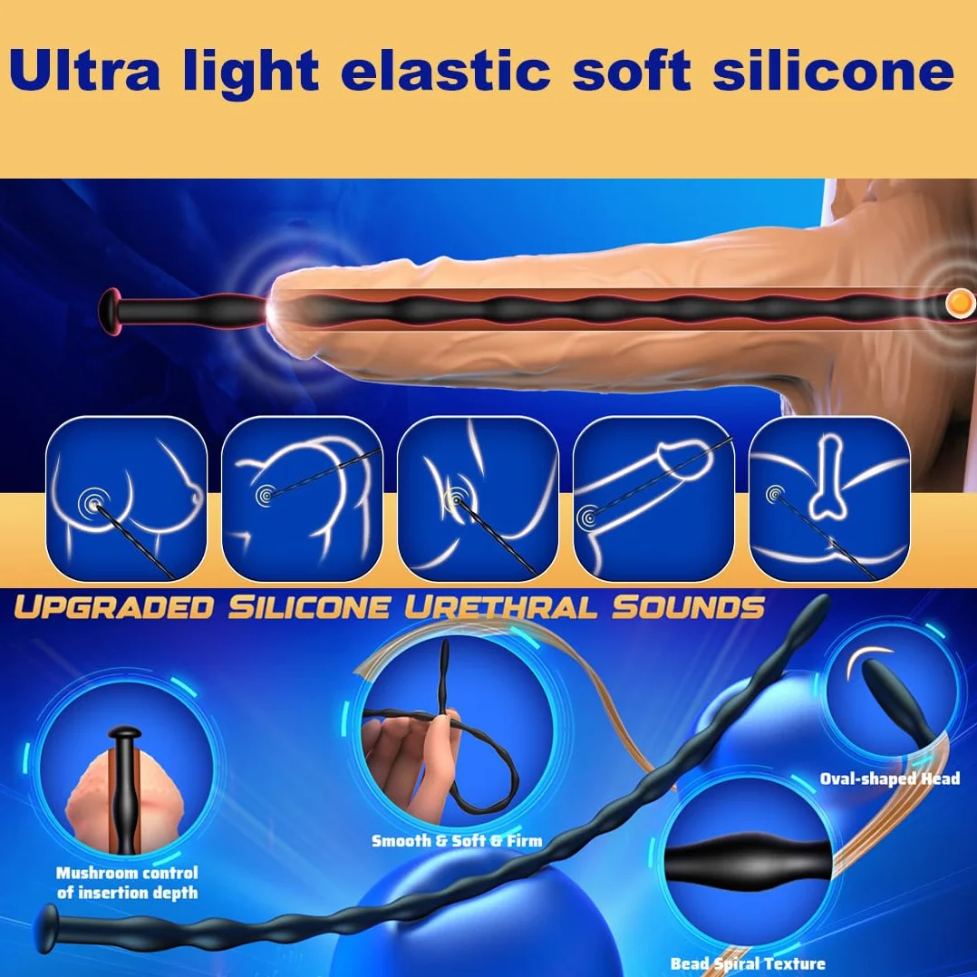 4 Dilatatori per Uomini, Dilatatori in Silicone, Sondaggi Uretrali Flessibili per Stimolazione e Massaggio Prostatico, Silicone Morbido per Uso Sicuro