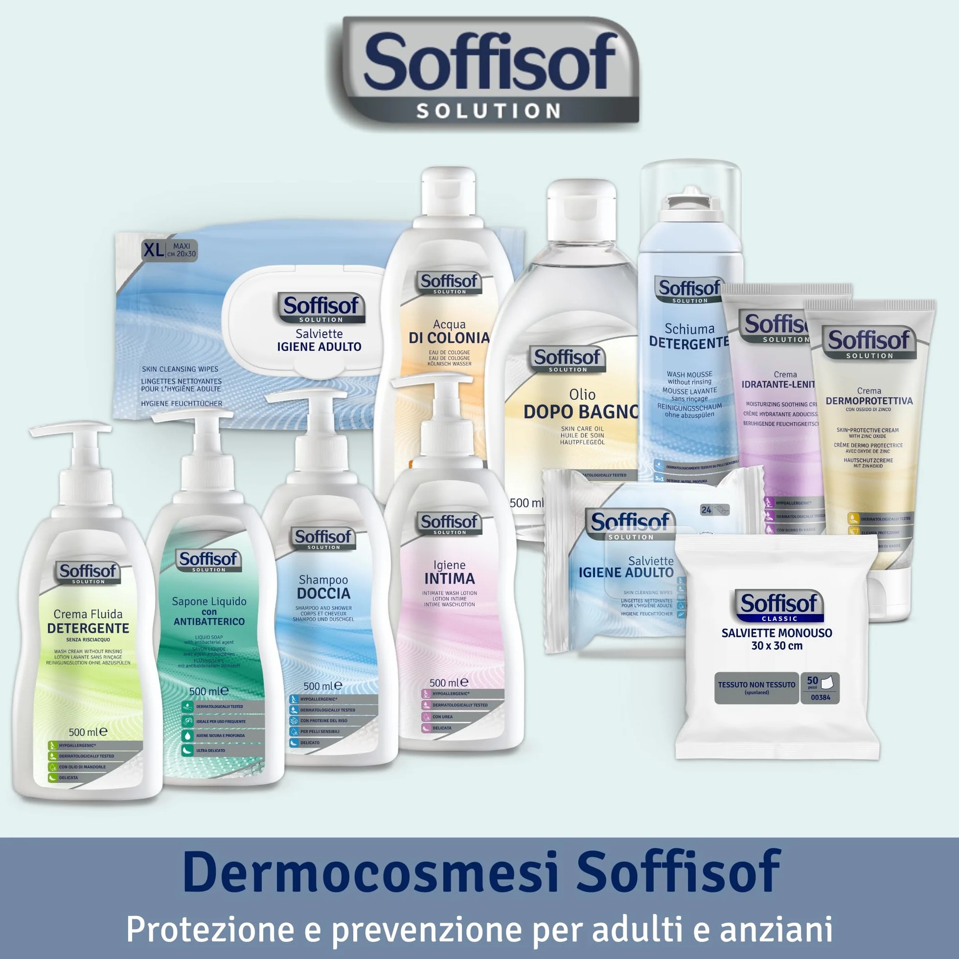 Soffisof Salviette Umidificate per Anziani 240x Adulti XL 20x30 cm 6 Confezioni