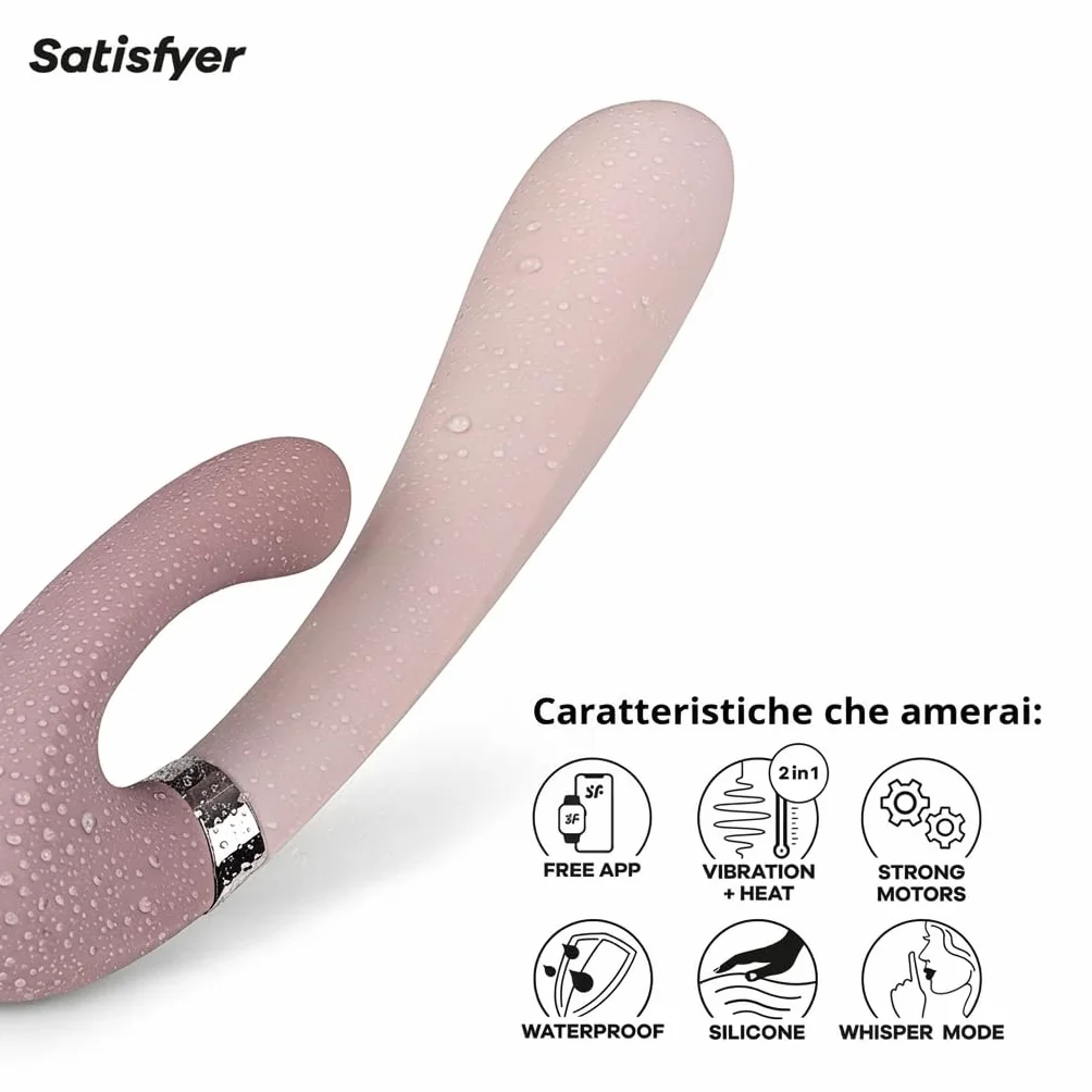 Satisfyer Heat Wave Connect App Dildo Vibrator | Vibratore coniglietto Bluetooth per Donne | Con Funzione Calore e Controllo App | Sex Toys Stimolazione Vibrante | Silicone di Grado medico