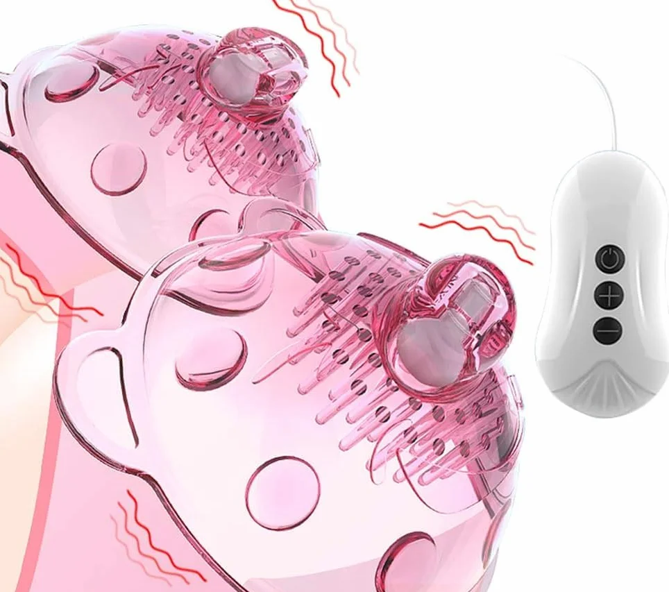 Mani Libere Elettrico Seno Pompa Massaggiatore Vibratore Succhia Capezzoli e Clitoride Coppe Lingua Leccare Reggiseno Stimolatore Sex Toys Enlarger Enhancer per Donne (Pink)