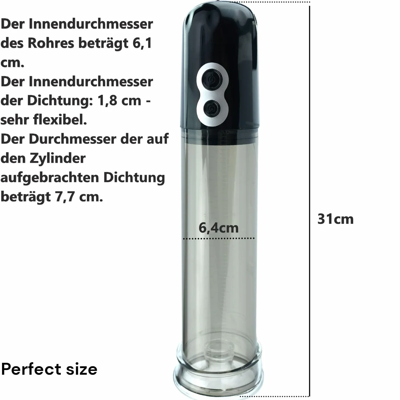 Pompa per pene elettrica 31cm per ingrandimento del pene ed erezione Pompa elettrica per pene sex toy per uomini con livelli di aspirazione estremi Pompa per pene giocattolo sessuale FOPS P02-5