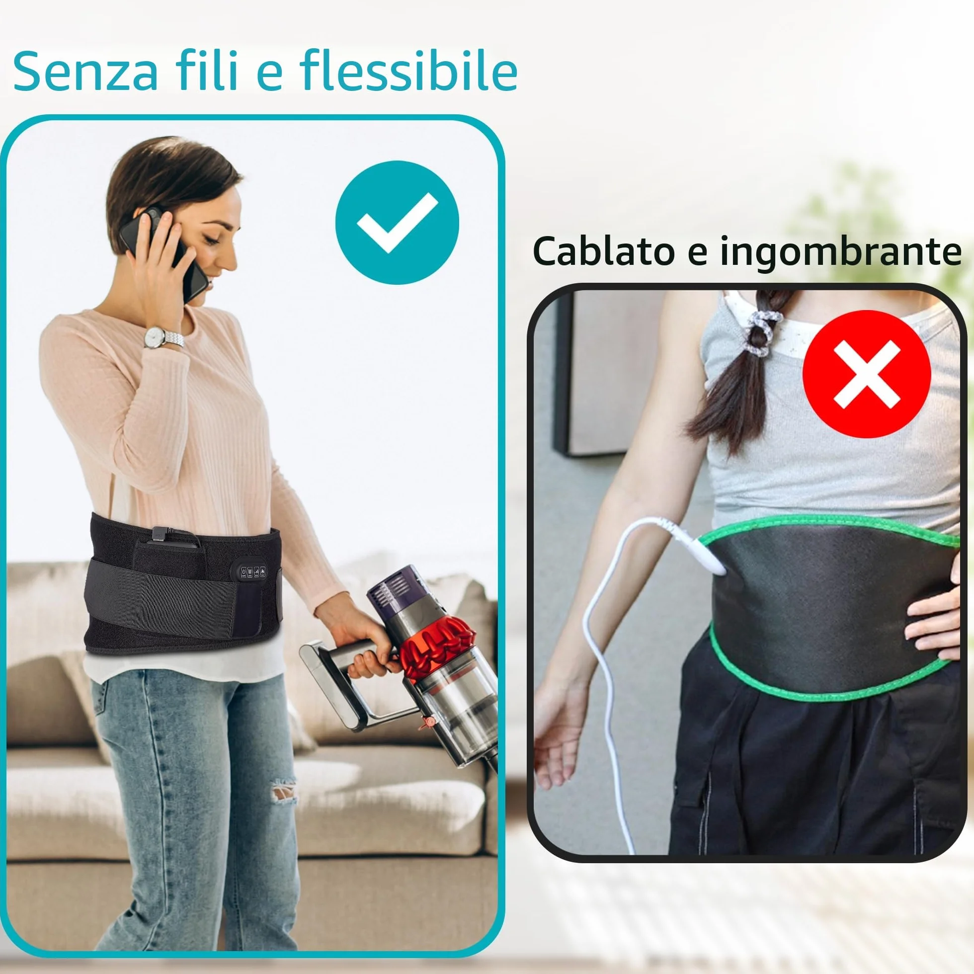 BESTEK Fascia Massaggio Lombare Riscaldante Cintura Riscaldante con 3 Livelli di Temperatura e Massaggio a Vibrazione–Termoforo Elettrico con Spegnimento Automatico per Schiena, Spalle e Addome