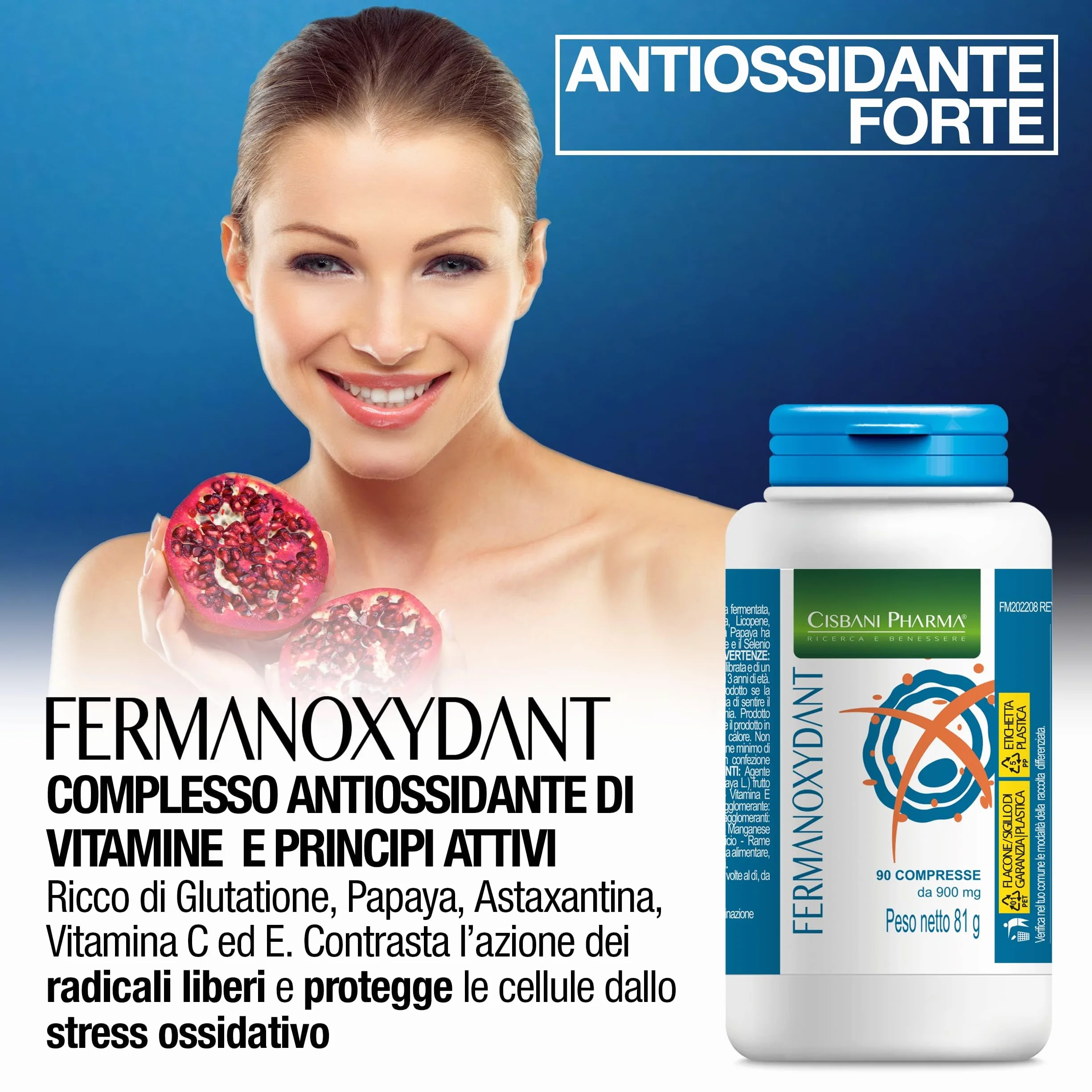 CISBANI PHARMA Fermanoxydant Antiossidante 90 cpr con Acido alfa lipoico, Glutatione e Astaxantina