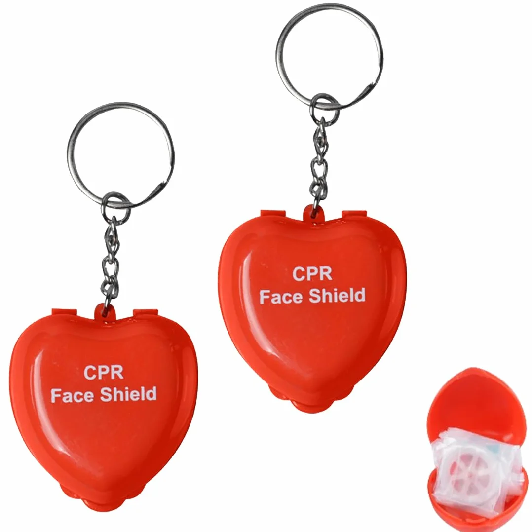 Maschera Facciale per RCP con Valvola Unidirezionale Kit Emergenza Portachiavi 2 Pezzi