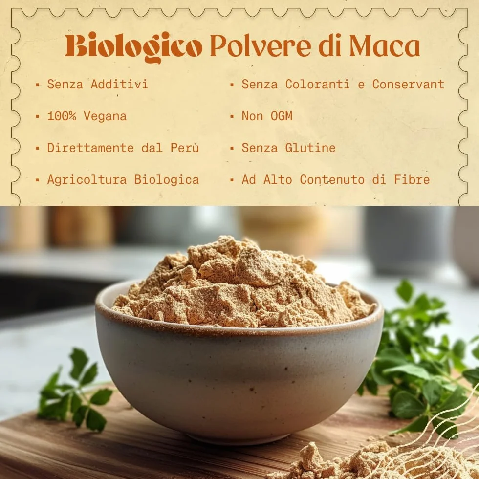 NaturaleBio Maca Peruviana Biologica in Polvere 1 kg. Naturale e Pura, Prodotto in Perù dalla Radice di Maca Bio - Gelatinizzata