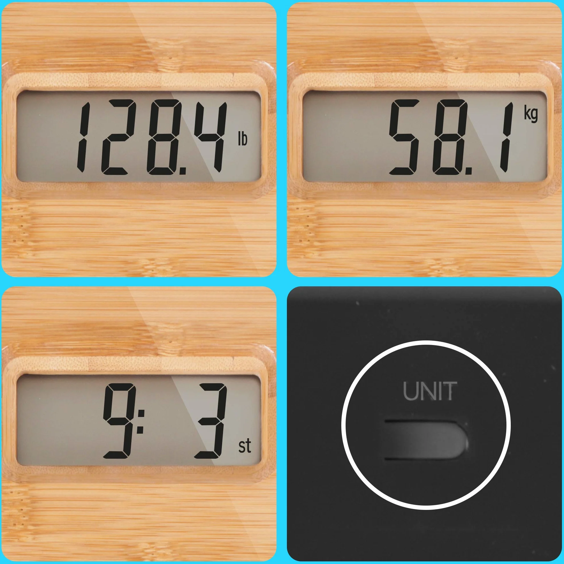 Duronic BS503 Bilancia pesapersone digitale 180 kg | Grande schermo LCD | Sensori ad alta precisione per misurazione precisa | Bilancia corporea automatica fine in bambù ecologico per monitorare il