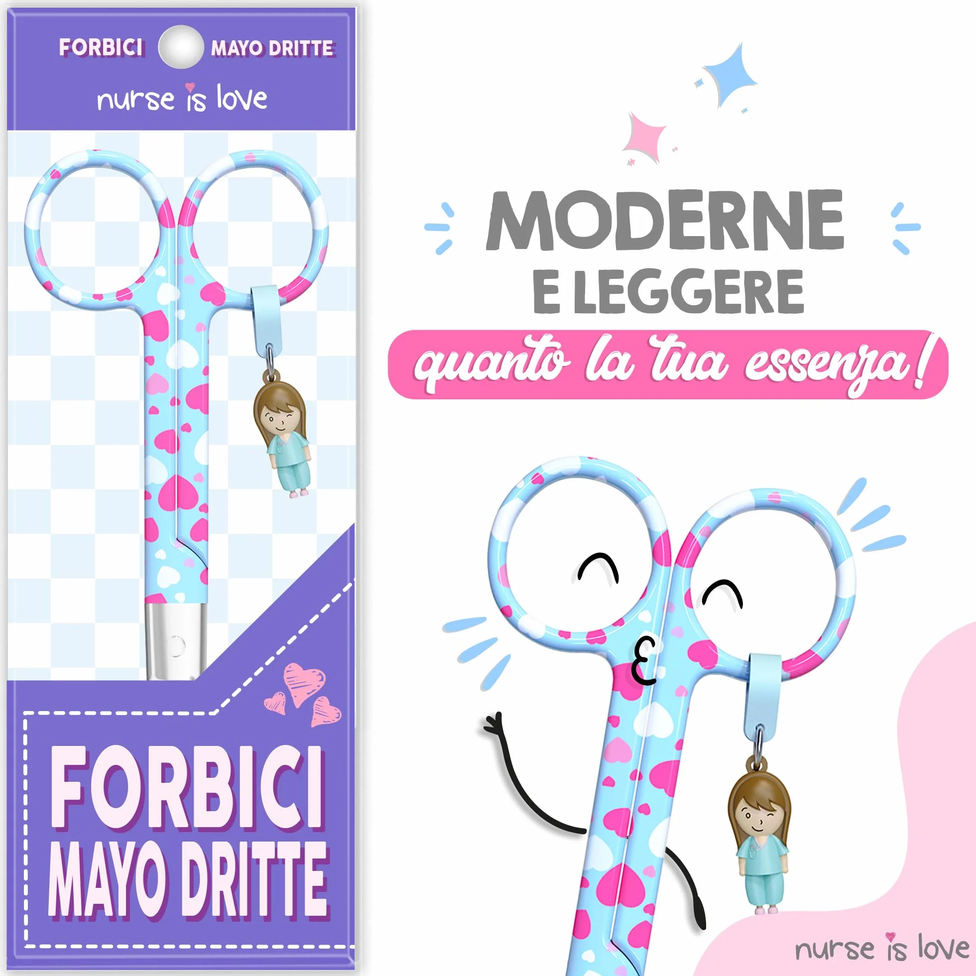 Forbici Punta Arrotondata per Bende Acciaio Inossidabile Pronto Soccorso G Hearts