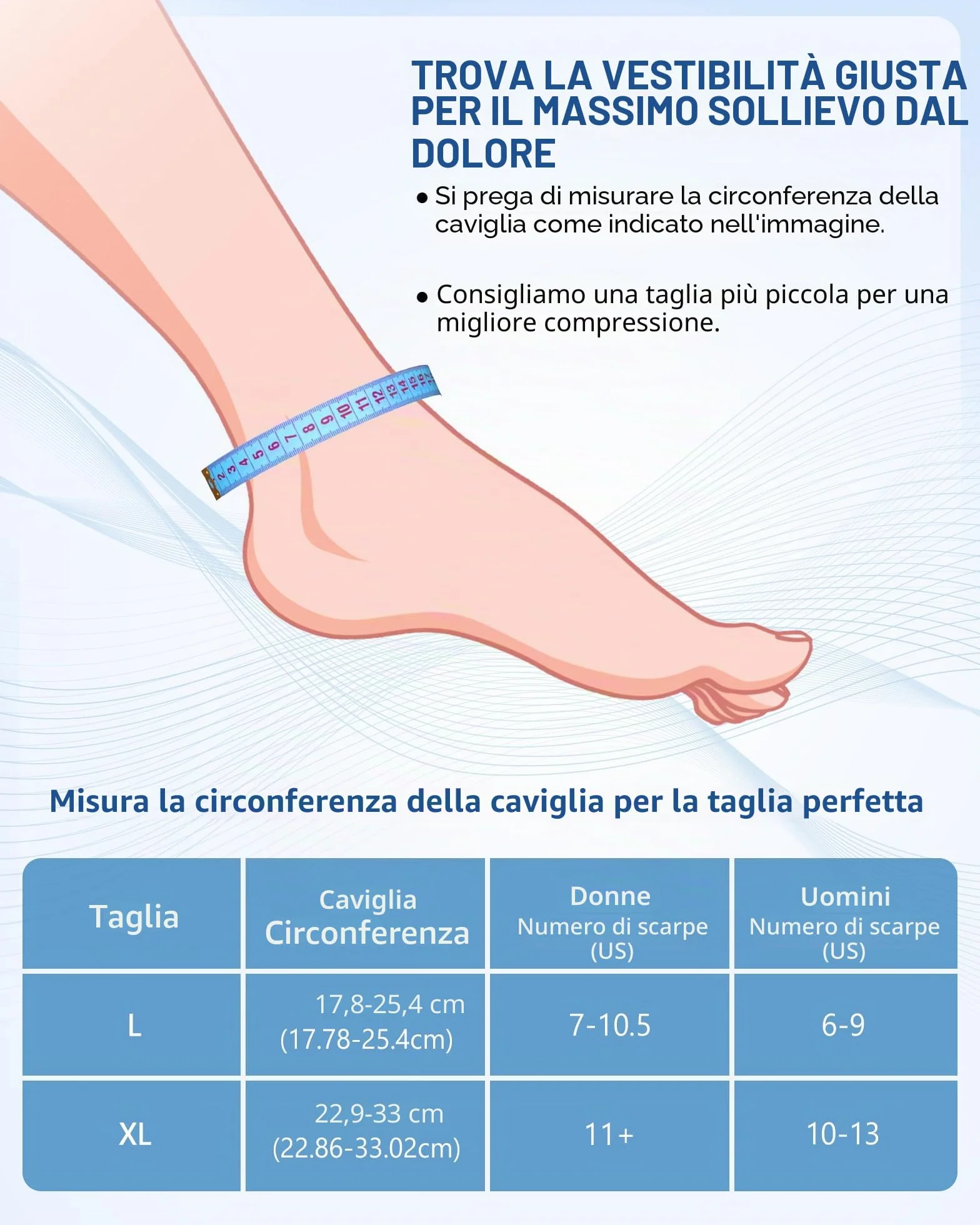 Tolaccea Supporto Ghiaccio per Caviglia e Piede, Impacco di Gel Riutilizzabile per Terapia Caldo e Freddo, Fascia Compressiva per Tendinite d'Achille, Fascite Plantare, Gonfiore L