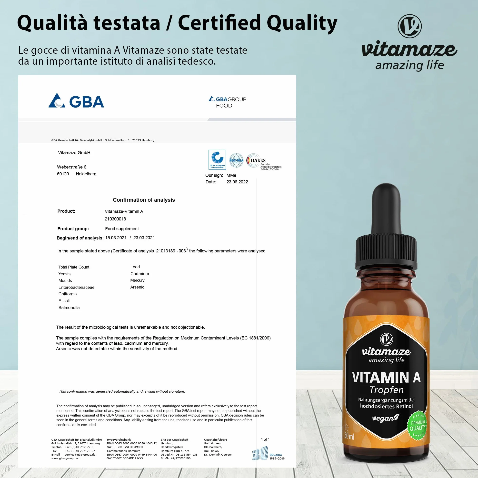 Vitamina A Gocce 5000 UI ad Alto Dosaggio per Dose Giornaliera, Retinolo Vegano & Liquido, 50 ml (1700 Gocce), Alta Biodisponibilità, Integratore Alimentare Naturale & Pura, senza Additivi