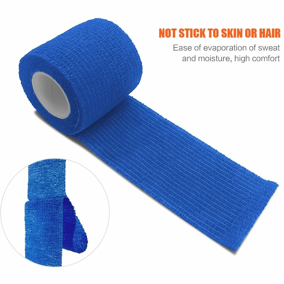 Nastro Avvolgente per Elastiche Autoadesive Sportive Blu per Cuscinetti di Supporto per Ginocchia, Caviglie,