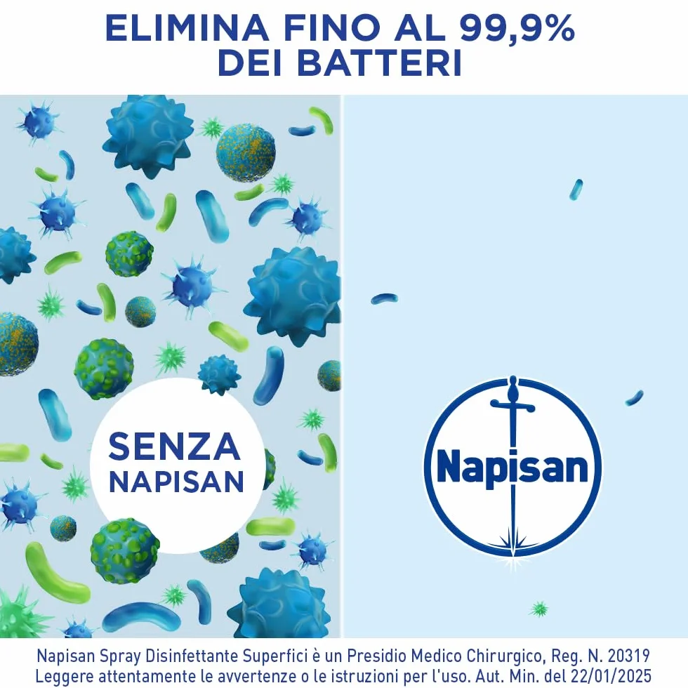 Napisan Spray Disinfettante Multisuperfici Limone e Menta, Confezione da 12x740 ml