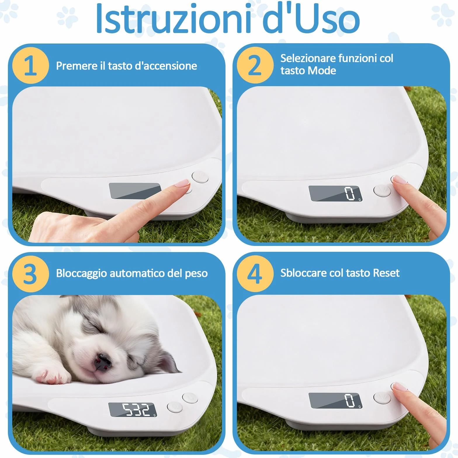 Bilancia Neonato Digitale per Cuccioli Cani 15 Kg LCD Quattro Modalità Pesatura Piccoli Animali 36x25,5 cm