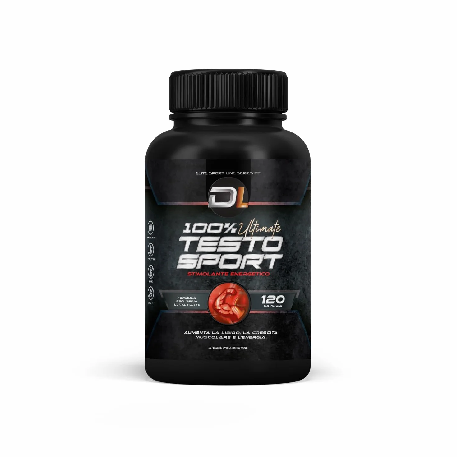 Healthy Fusion 100% ULTIMATE TESTOSPORT | Booster con Maca, aAhwagandha e Tribulus | Efficace potenziatore sessuale | Aumenta la massa muscolare | Energia e le prestazioni sportive | 120 capsule