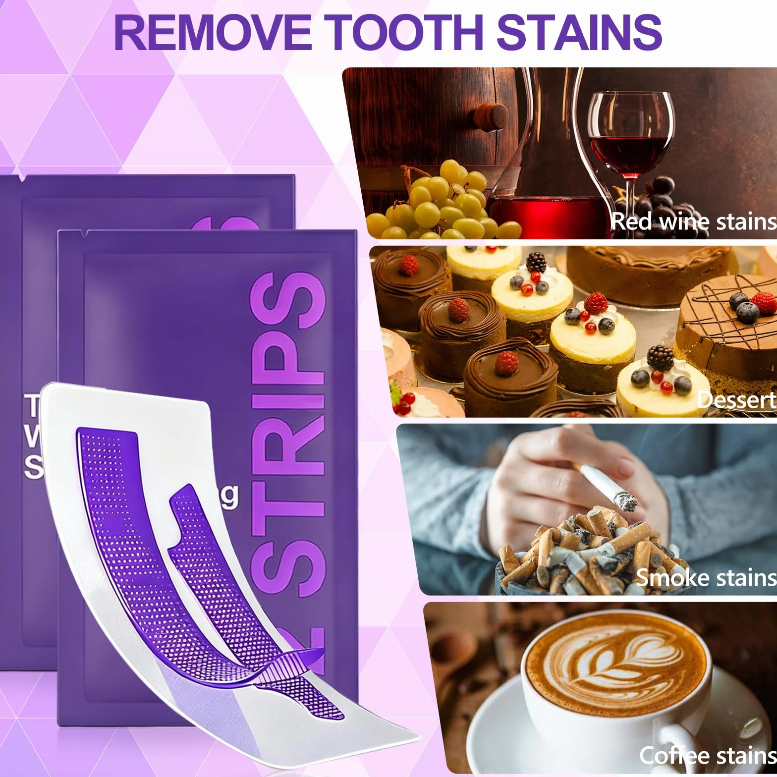 14 Paia Strisce Sbiancanti Denti Viola, Strisce Sbiancanti Denti Professionale, Sbiancamento Dentali Rapido A Casa, Rimuove Le Macchie Profonde, Ideali Sorriso Bianco E Luminoso