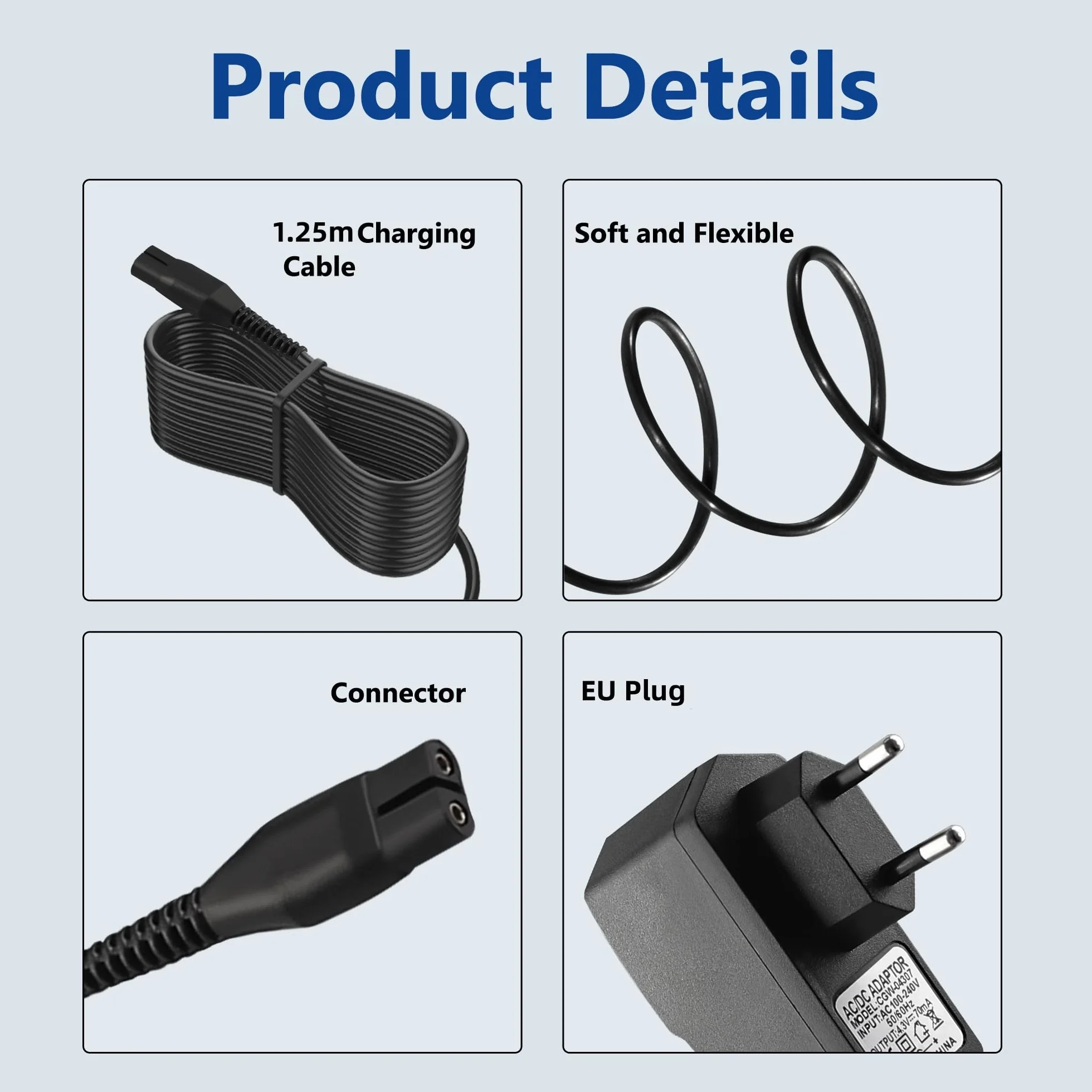Xahpower Caricatore per Philips Oneblade QP2520, 4.3V Alimentatore per BT3206 MG3740 MG3730 MG3710 MG5720 MG5730 QP2620 Modello A00390