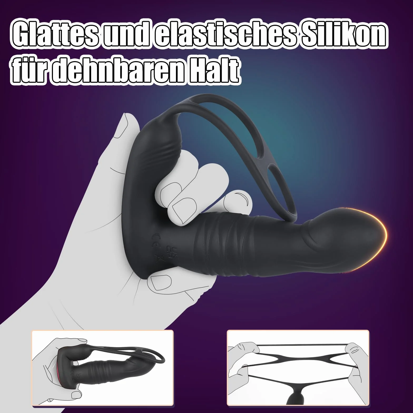 Sexytoys Uomo Dildo Anale Vibratore Prostata con Doppio Anello del Cazzo App, Plug Anale-dilatatore Uomo Donna Massaggiatore Prostatico 9 Vibrazioni Sex Toys Sessuali per Uomini