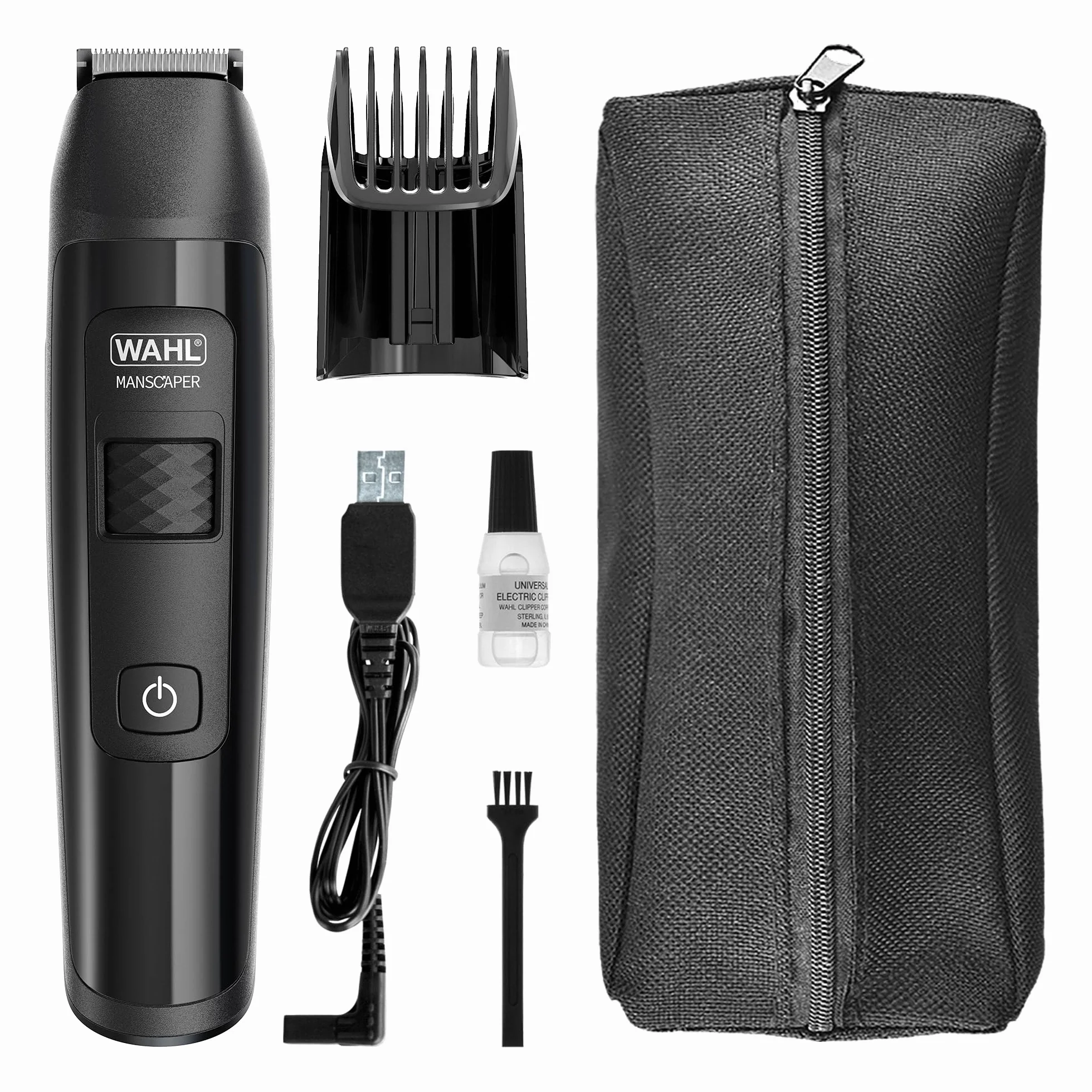 WAHL Manscaper Lithium Trimmer Corpo e Parti Intime impermeabile bagnato/asciutto Smart Trim LED lame Safe-Touch ricaricabile nero