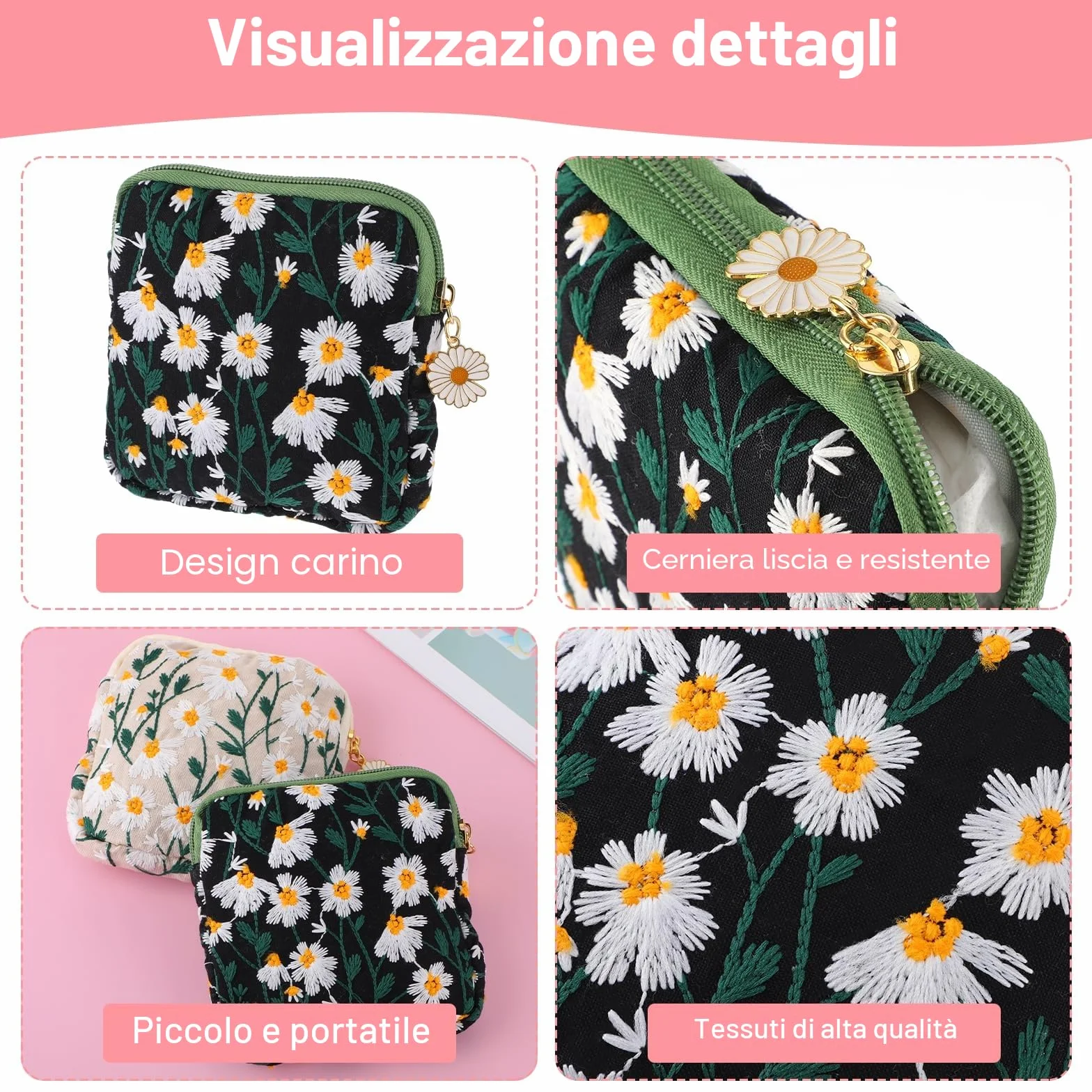 TIESOME Borsa Porta Assorbenti Impermeabile 2 Contenitori per Assorbenti Igienici con Cerniera