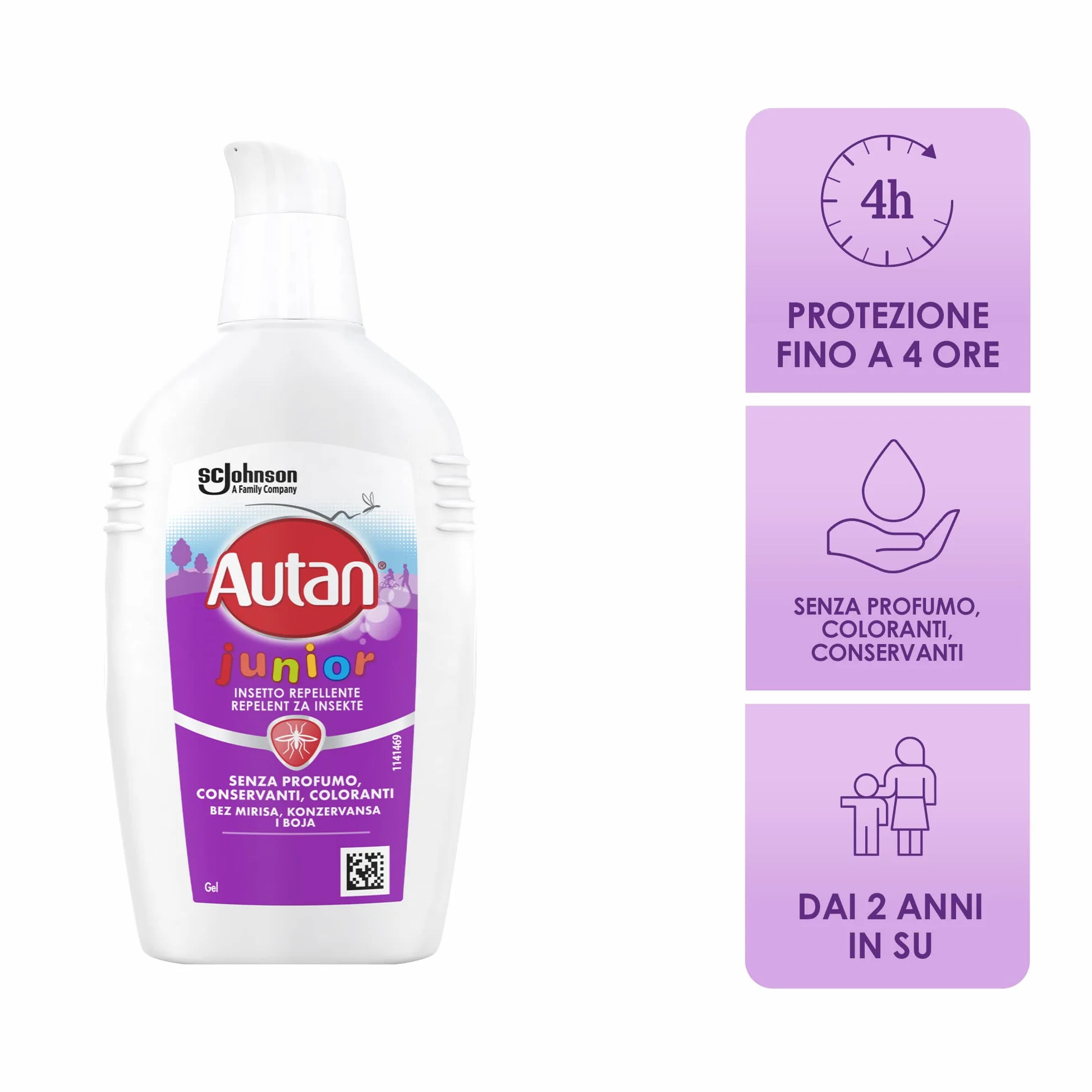 Autan Junior Gel Antizanzare, Repellente Zanzare, Dermatologicamente Testato, Protezione fino a 4 ore per bambini dai 2 anni, 1 Confezione da 100ml