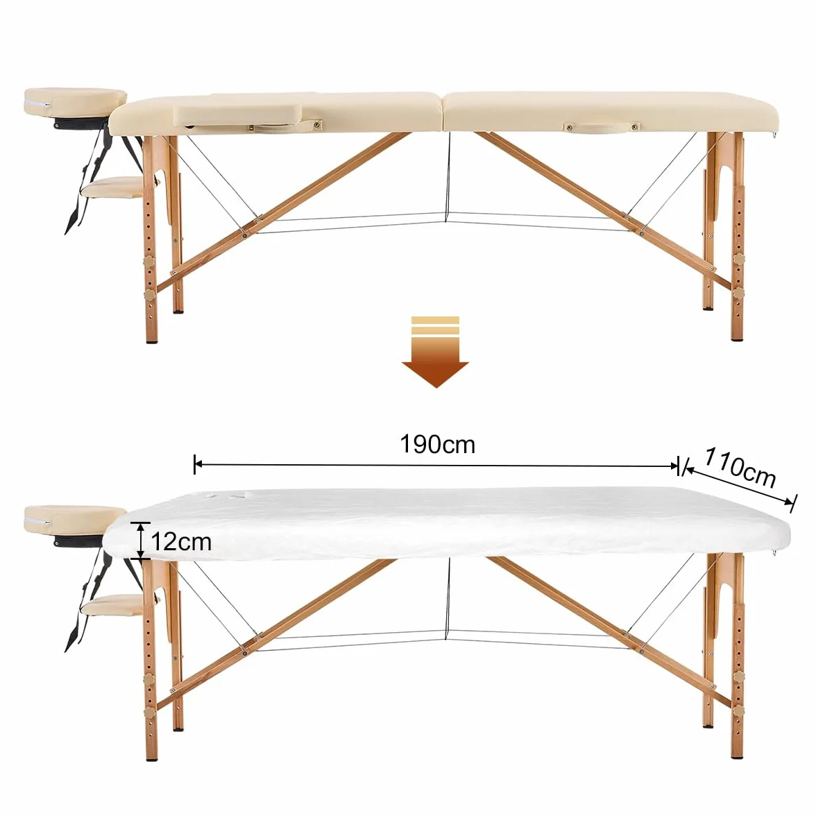 Copri lettino da massaggio Monouso 30PCS con Foro 110 x 215cm per Estetica