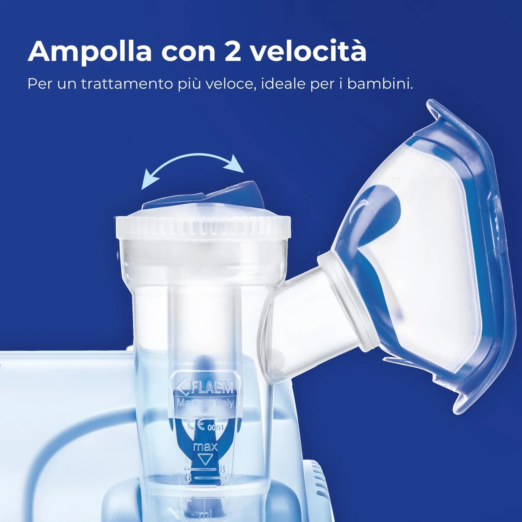 Flaem, Neb-Aid, Aerosol Compatto per le Basse Vie Respiratorie, Macchina Aerosol Adulti e Bambini Certificata con Mascherine Soft Touch e Filtro dell’Aria, Made in Italy