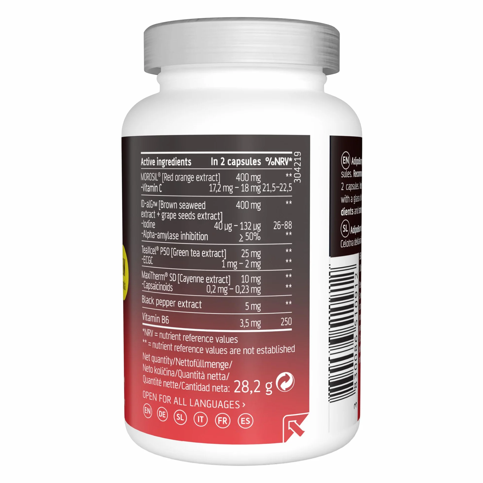 Morosil 400 mg, Alga bruna, Vitamina C, Iodio, Tè verde, Pepe di cayenna, Vitamina B6 - Slimmium AdipoBurn MAX, 60 capsule di Sensilab