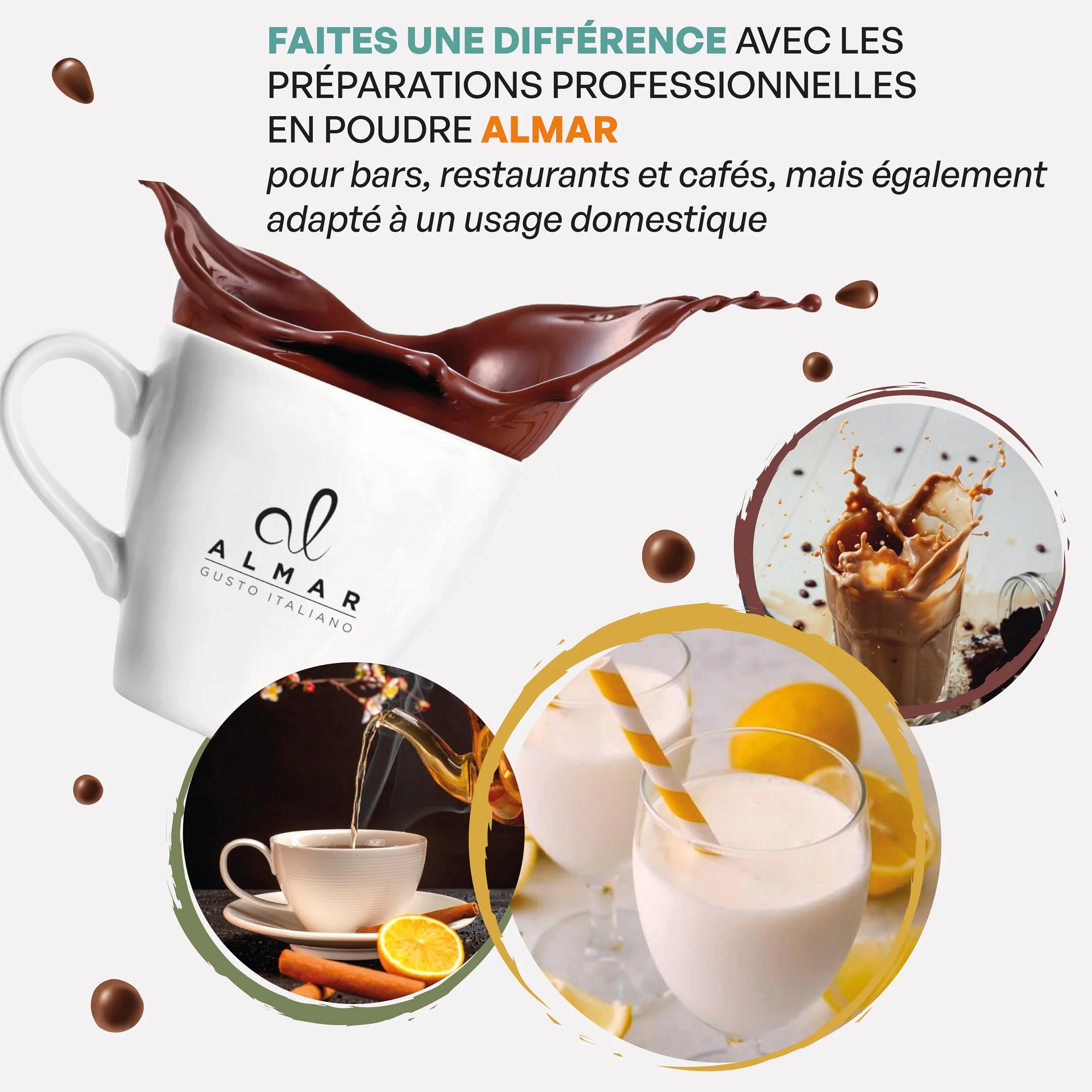 Almar Caffè Ginseng Solubile in Polvere Gusto INTENSO Senza Glutine, Busta 500g, 100% Made in Italy