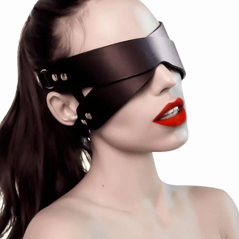 Sex Maschera BDSM w Pelle Black Blind Fold Sex Toys dla Par Extreme Fetish Bondage