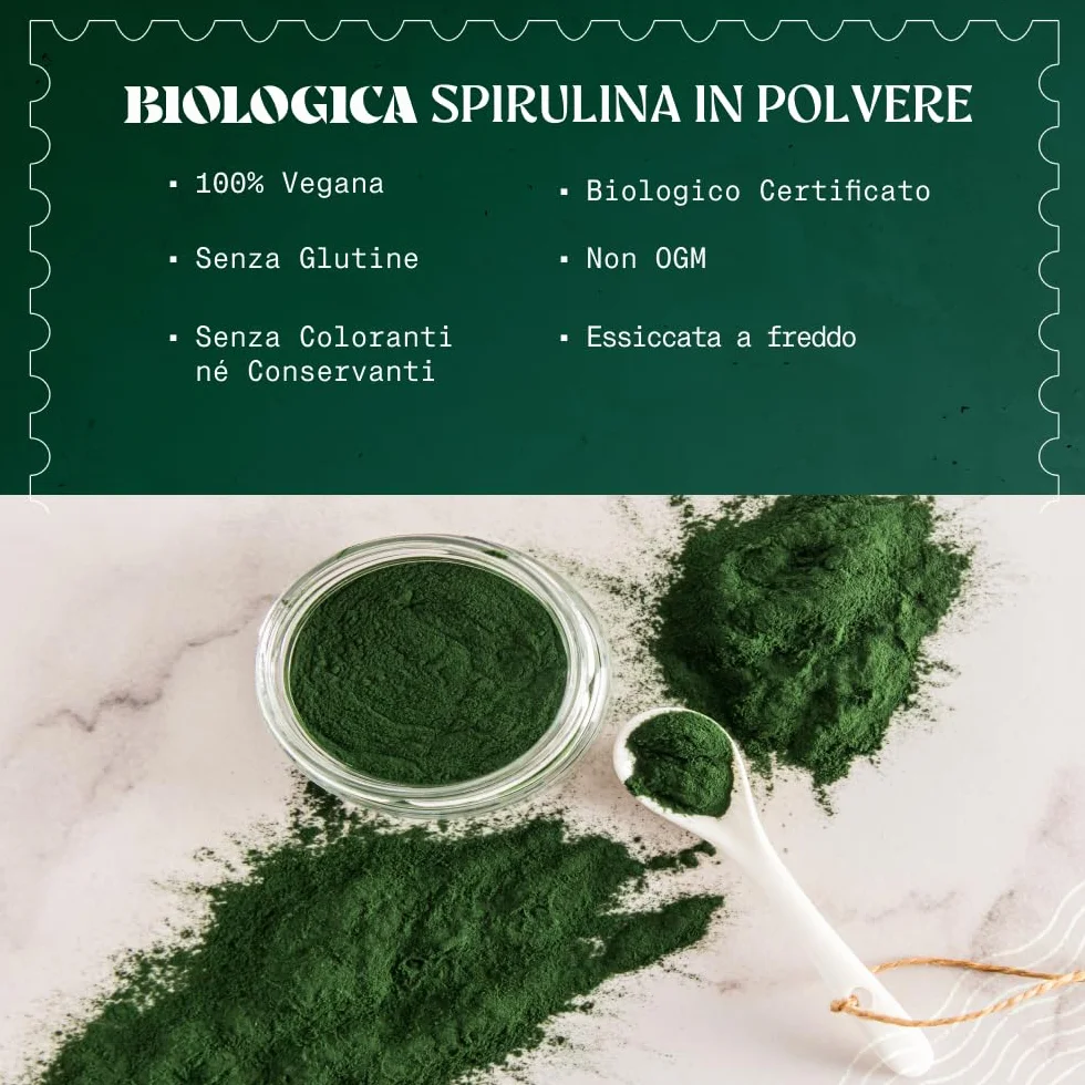 NaturaleBio Alga Spirulina Biologica in Polvere 200g Bio Pura