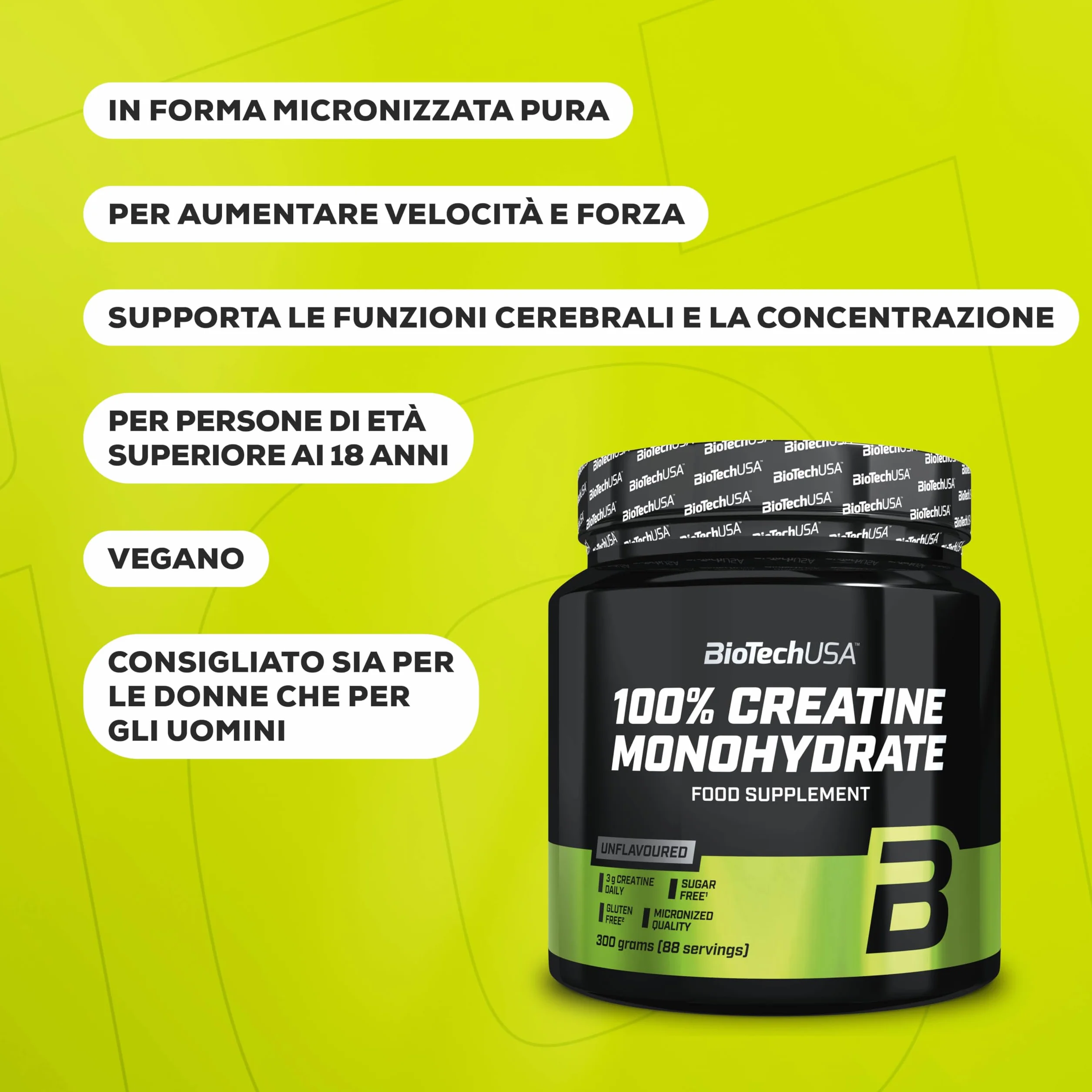 BioTechUSA 100% Creatine Monohydrate, Creatine Monohydrate Powder, 300 g