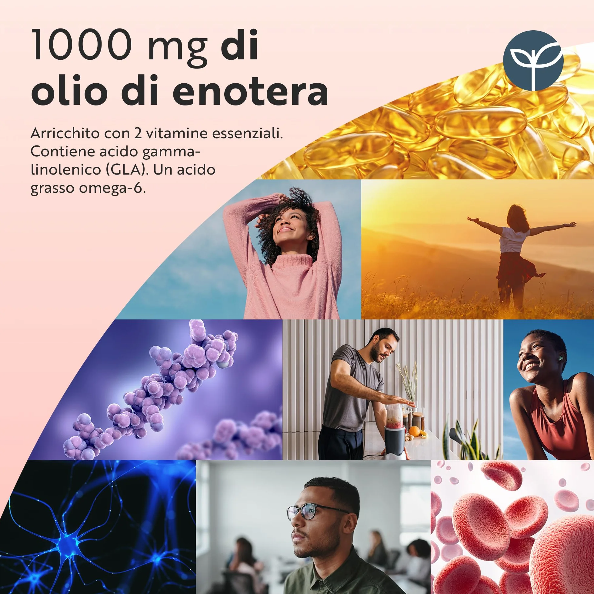 Nutravita Olio di Enotera 1000 mg 120 Capsule Molli con Vitamina E & B6 Omega 6 GLA
