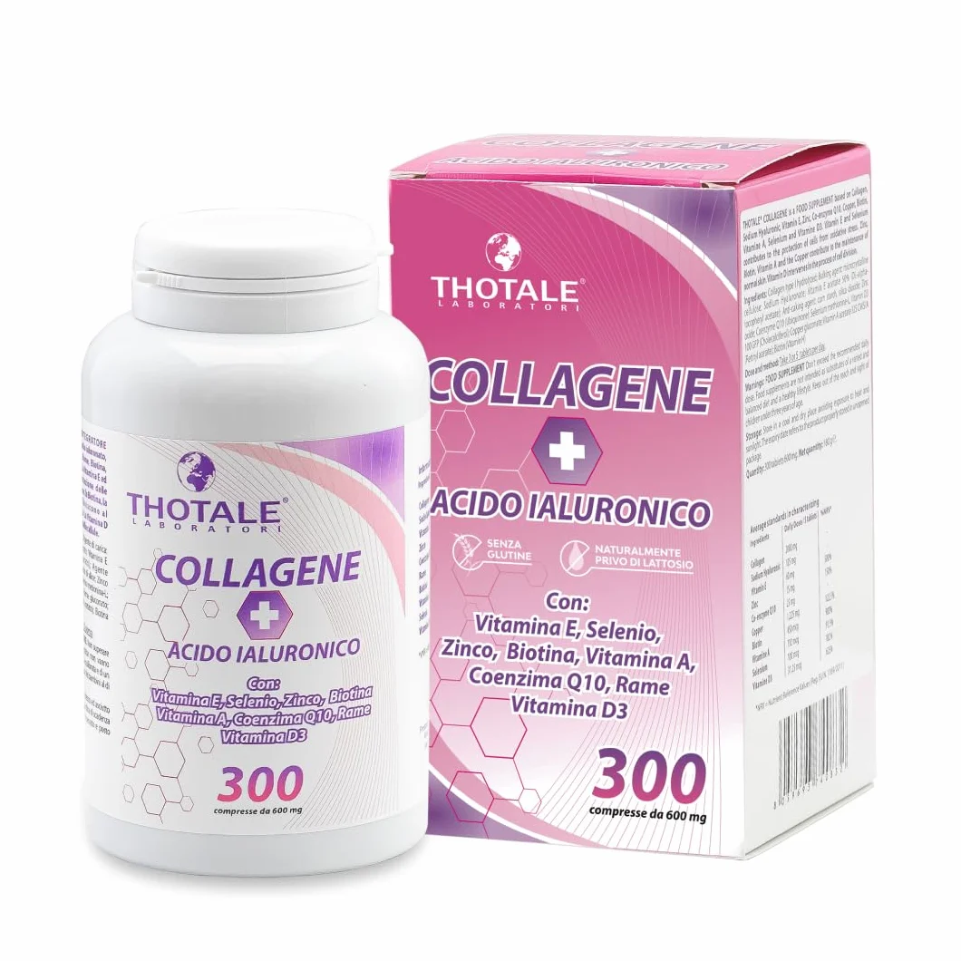 Collagene Idrolizzato 2000mg e Acido Ialuronico 300 Compresse Integratore per Pelle Ossa Articolazioni