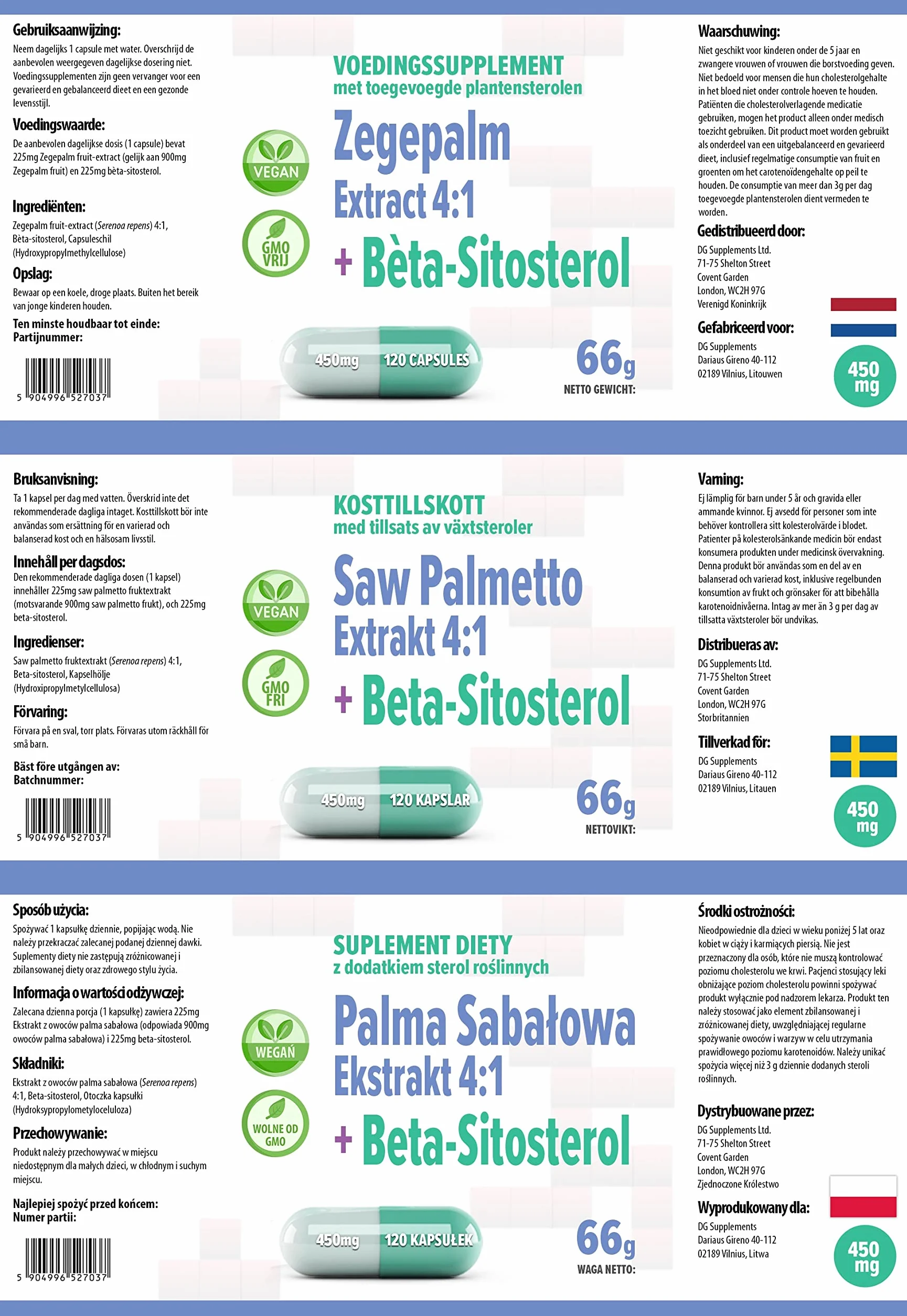 Hepatica Saw Palmetto 4:1 Beta-Sitosterolo 450 mg 120 capsule vegane Serenoa repens GMP