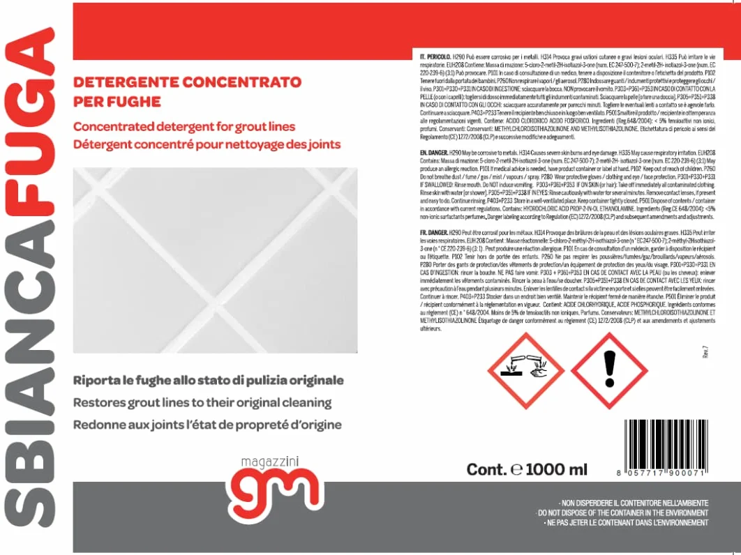 SBIANCAFUGA Detergente concentrato per fughe 1 Lt