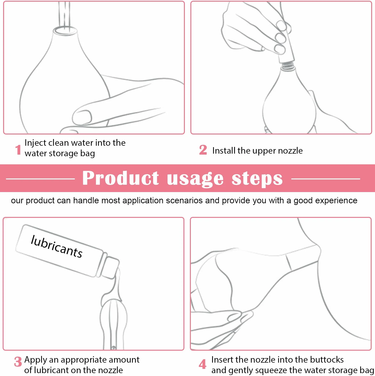 Wyety Irrigatore per Doccia Anale e Vaginale, Clistere Enema, Doccia Intima Rosa