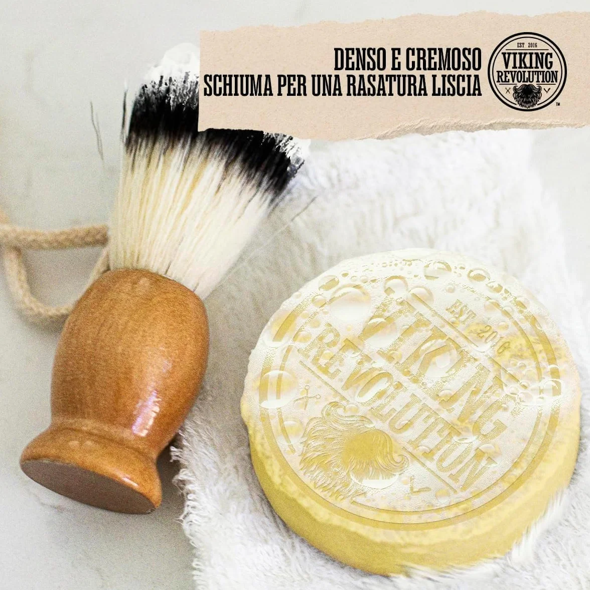 Viking Revolution Sapone da Barba Uomo - Sapone da Rasatura per Uso con Spazzola e Ciotola - Rasatura a Umido più Morbida - Confezione Assortita da 4 Saponette per Rasatura da 70 g.