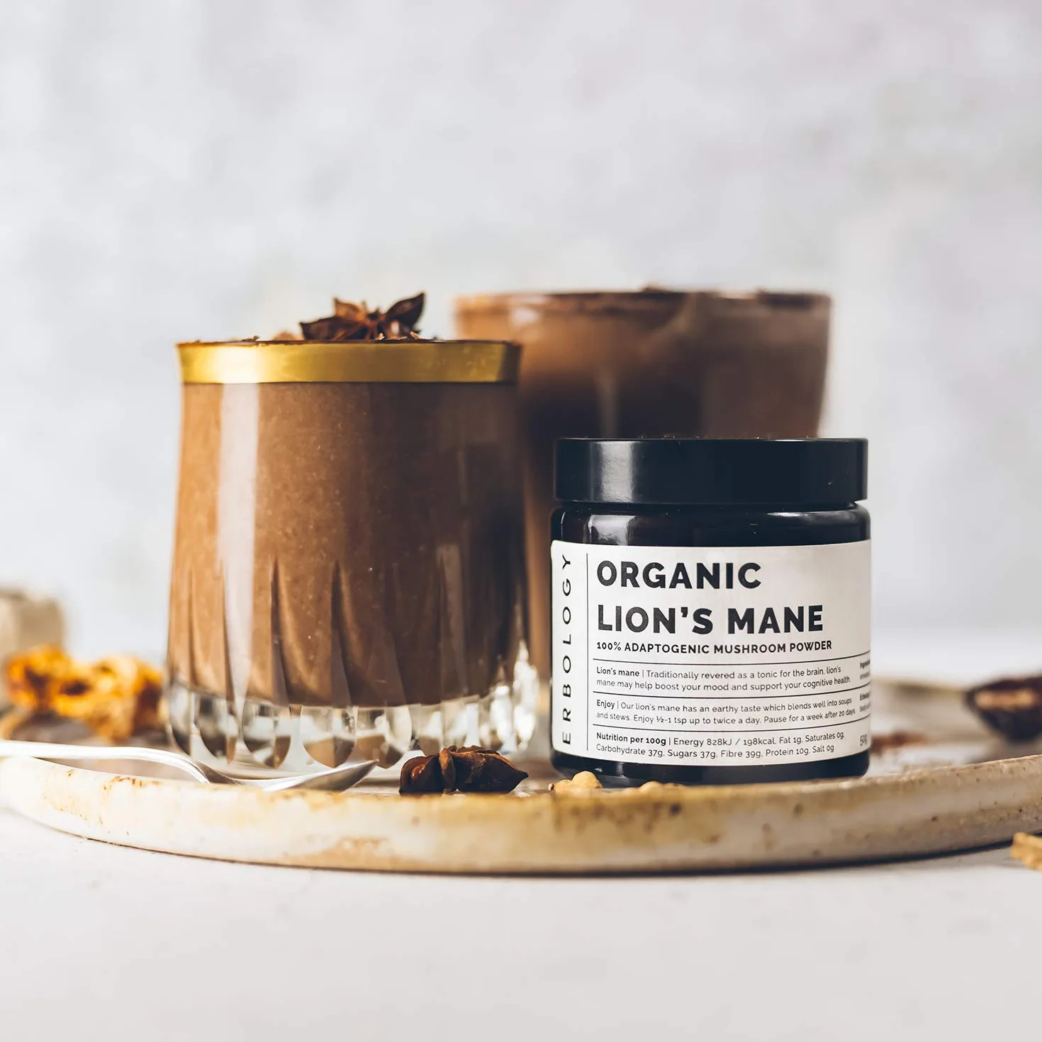 Erbology Fungo Hericium Erinaceus in Polvere Bio 50 Porzioni - 32% Beta-glucani - Aiuta a Ridurre lo Stress e Concentrarsi - Criniera di Leone - Lion's Mane - Coltivato in Modo Sostenibile in Europa