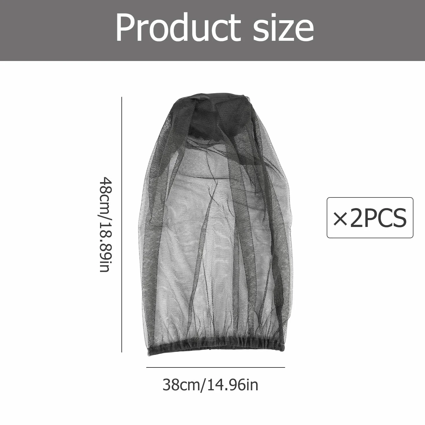 Xmart 2 Pezzi Zanzariera per Viso Protezione Rete Testa Anti-Zanzara Cappello Campeggio Viaggi Pesca Nero