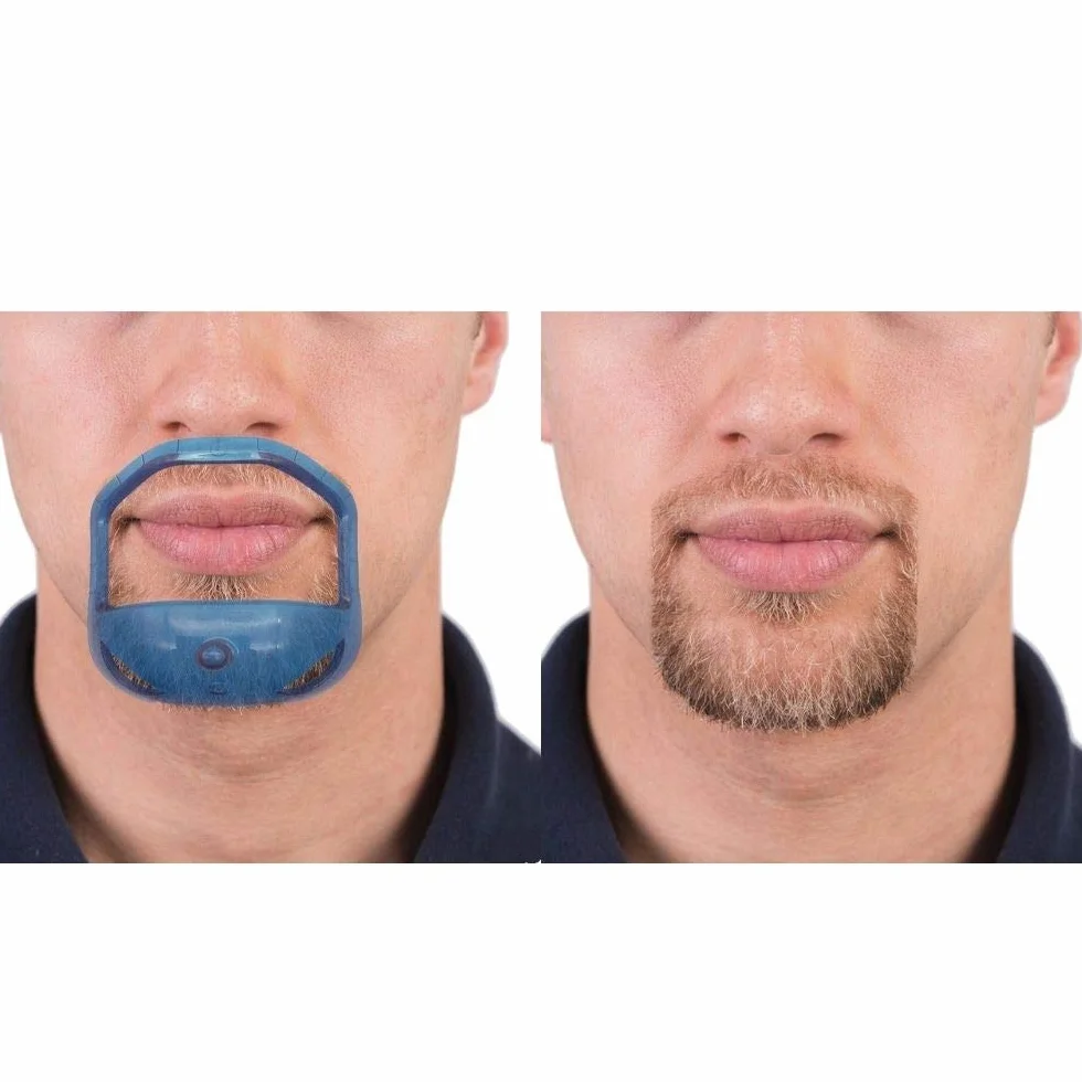 5 Taglie Modellatore Barba Pizzetto, Set di 5 Modelli per Pizzetto da Uomo, Adatto a Tutte le Forme del Viso, Dona un Pizzetto Simmetrico Perfetto a Casa, Fa Risparmiare Tempo (Blu)