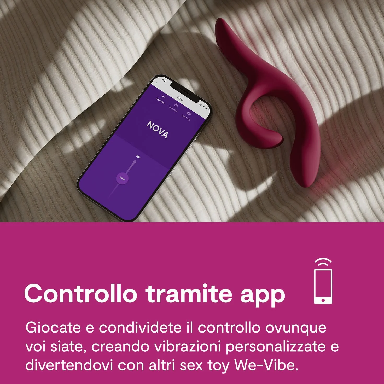 We-Vibe Nova 2 Vibratore Rabbit per Donna - Clitoride e Punto G - 10+ modalità - Flessibile - Doppia stimolazione - Controllo App a distanza - Stimolatore Massaggiatore Clitorideo - Impermeabile