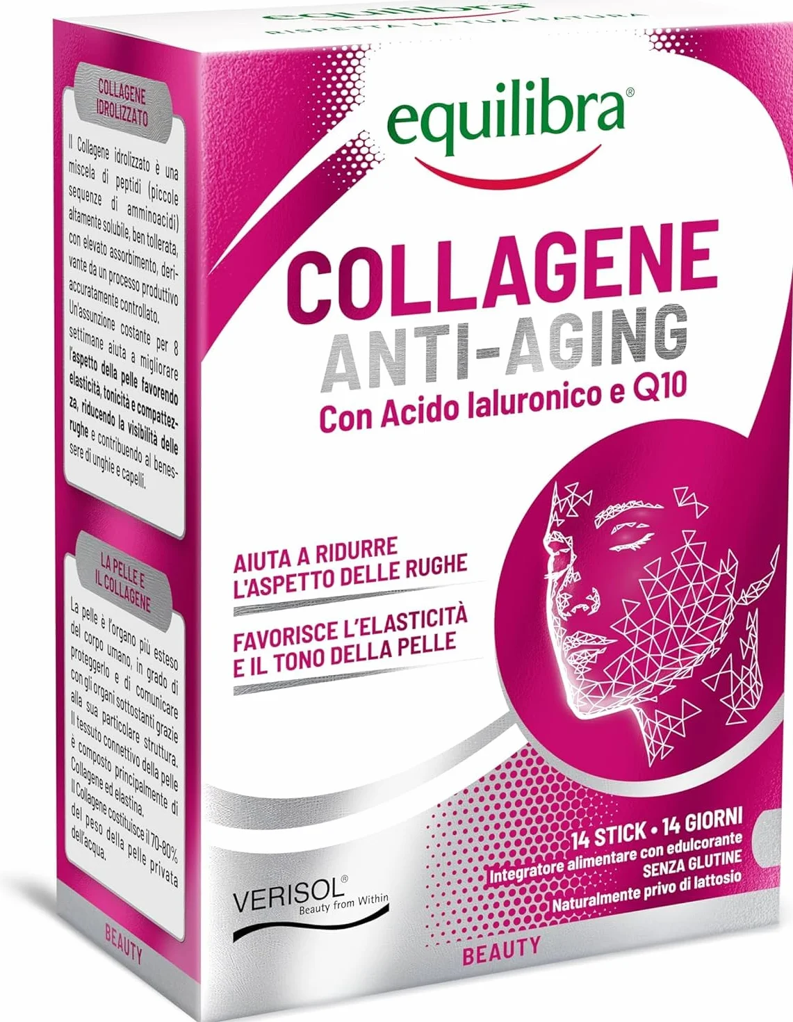 Equilibra Collagene Anti-Aging VERISOL® 14 Mono Stick 5000mg Acido Ialuronico Coenzima Q10