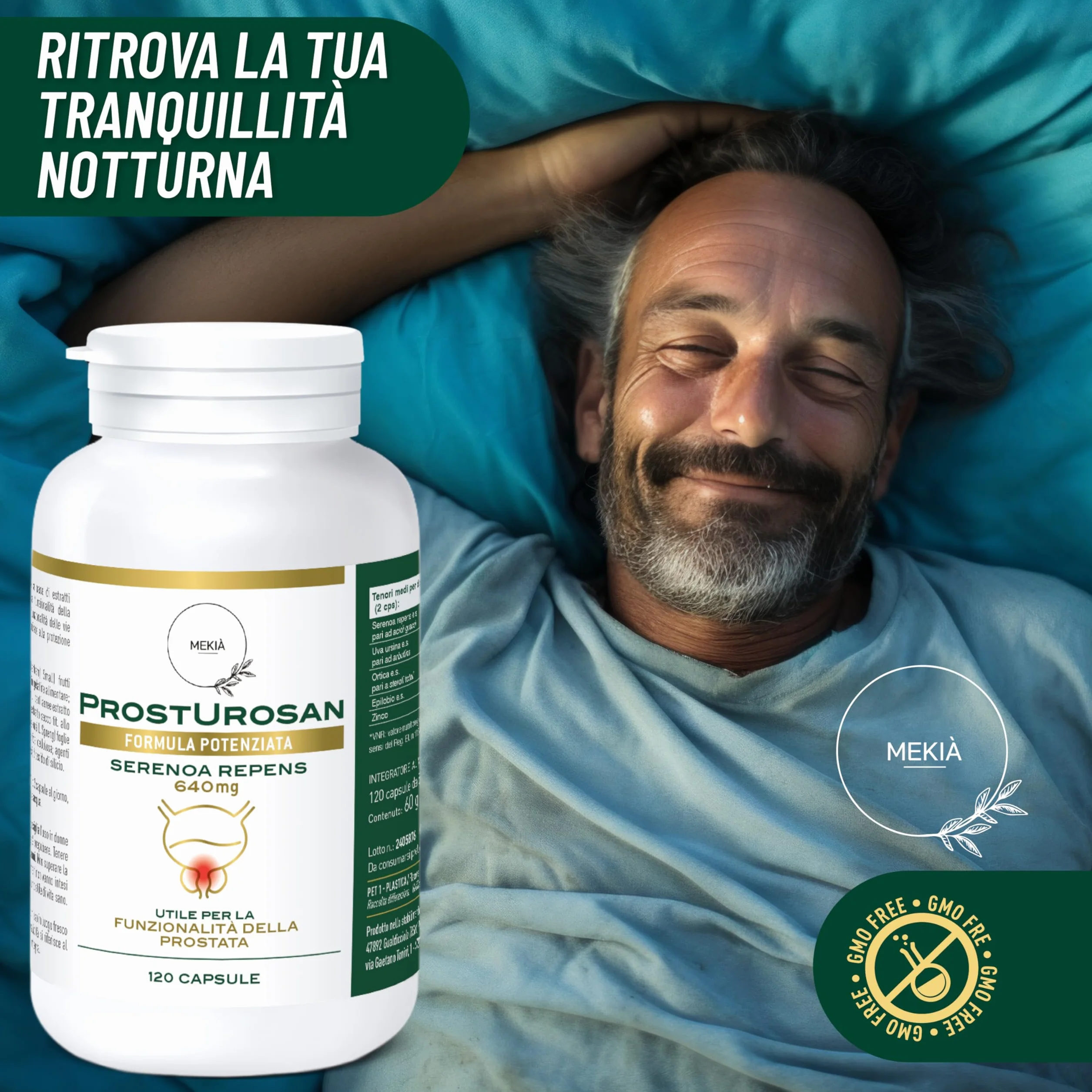 SERENOA REPENS 640 mg Alta titolazione 120 capsule integratore Vie Urinarie Prostata Uomo Saw Palmetto Uva Ursina Zinco Ortica Semi di Zucca Epilobio Pygeum