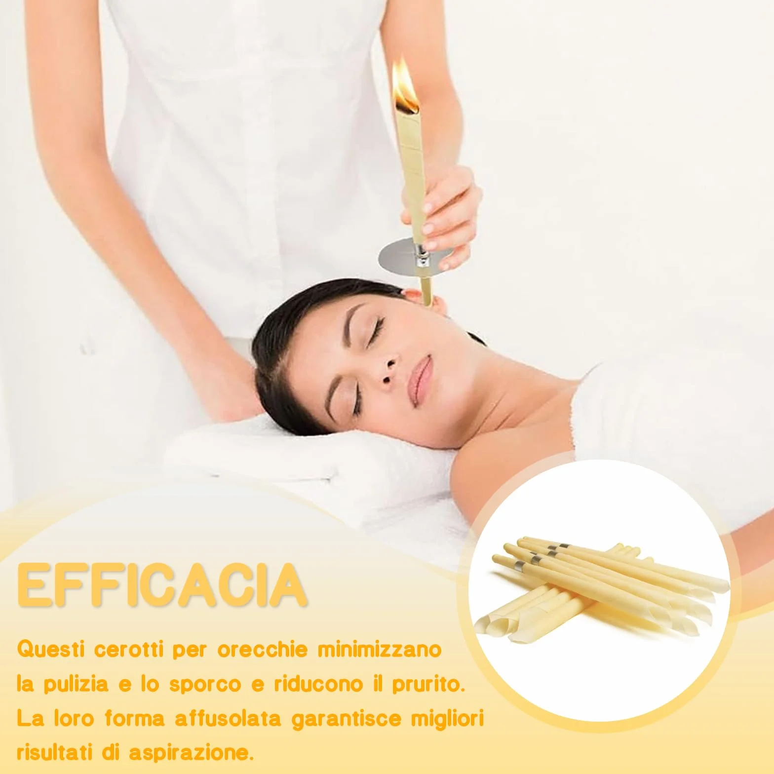 20 Pz Candele per Orecchie Detergenti Naturali, Beige 20 Coni Orecchie Cerume con 10 Dischi Protettivi e 20 Tampone di Cotone, Candele Orecchie Cerume in Cera di Stoffa