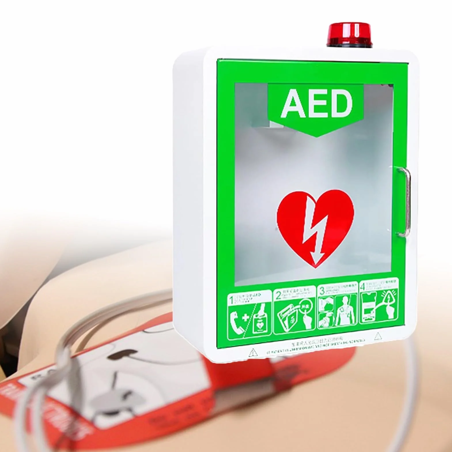 AED Cabinet Defibrillator Wall Mount Storage Cabinet Cardiac Defibrillation Alarm Box First Aid