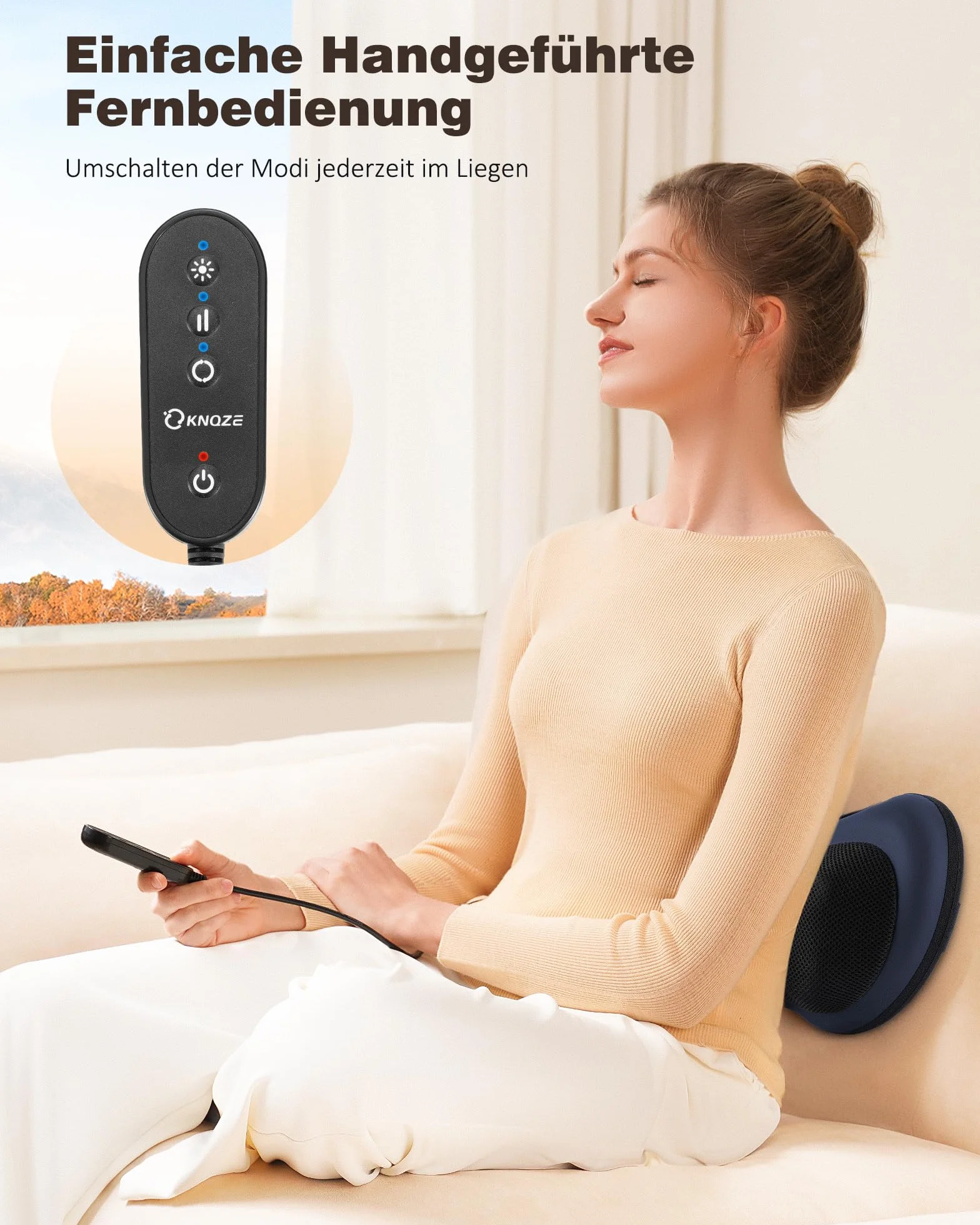 KNQZE Massaggiatore per collo con funzione di calore, massaggiatore Shiatsu con testine massaggianti rotanti 3D, cuscino massaggiante per collo, spalle e schiena, massaggiatore per la schiena, per