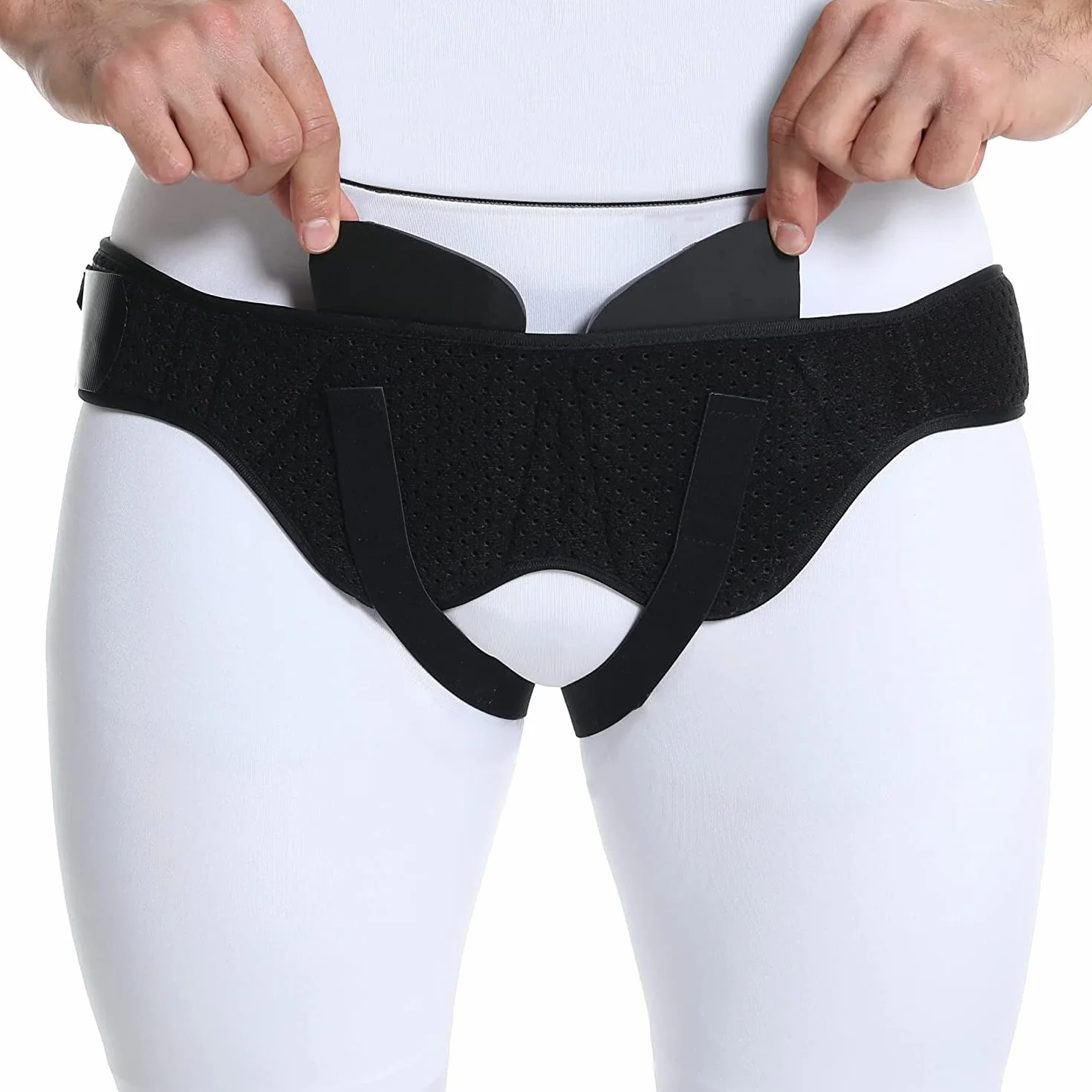 Cintura per ernia inguinale - uomo. Mutande per ernia inguinale uomo. Slip ernia inguinale - fascia ernia inguinale: regolabile. Cinto ernia inguinale: 2 cuscinetti di compressione.(M)