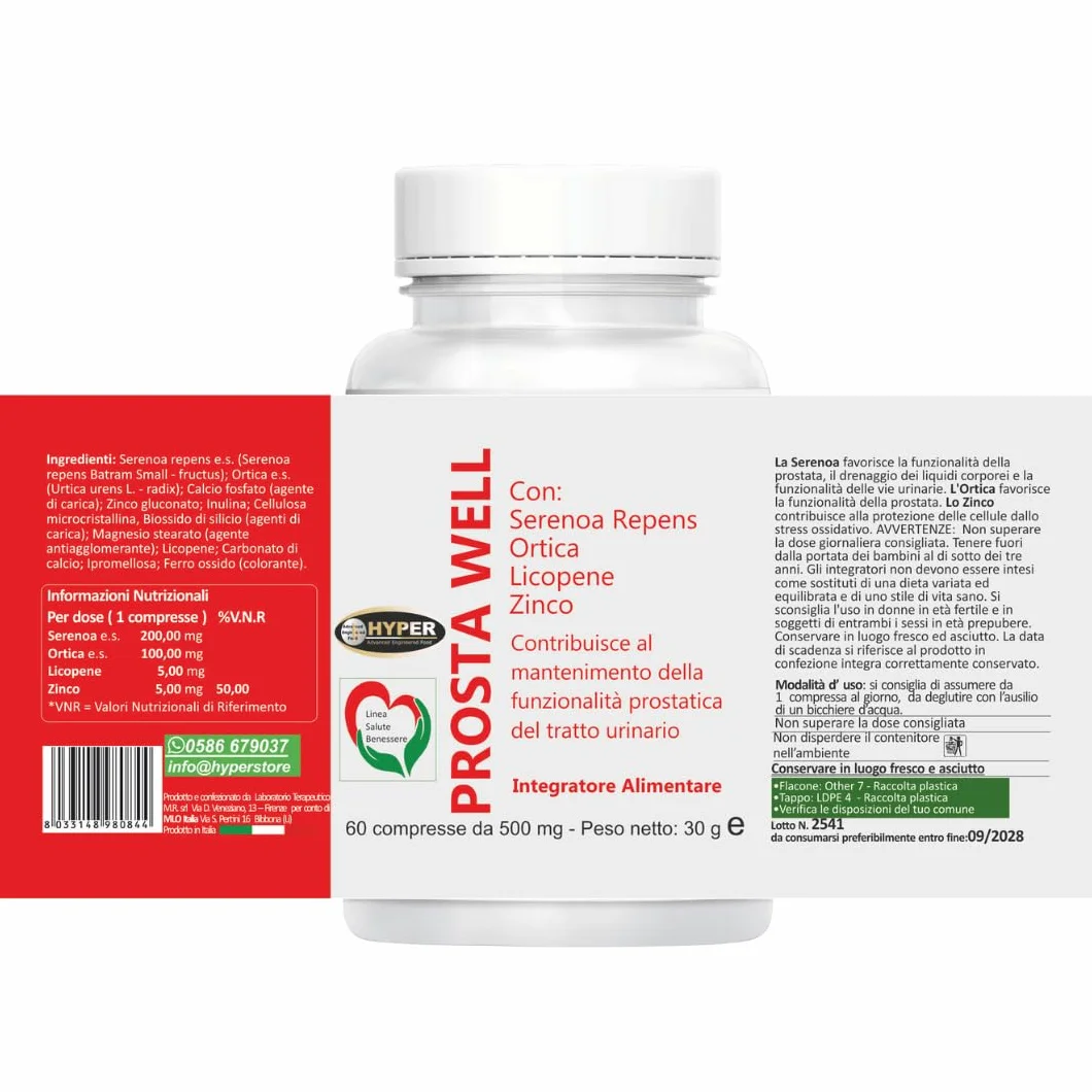 Prosta Well Integratore Benessere Prostata Vie Urinarie Serenoa Repens Ortica Licopene Zinco 240 Compresse