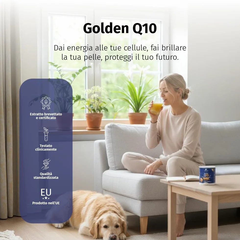 Nature's Finest Golden Q10, 150 g - Coenzima Q10 con Vitamina C in Polvere e Complesso Vitamina B - Integratore Alimentare in Polvere Gusto Arancia
